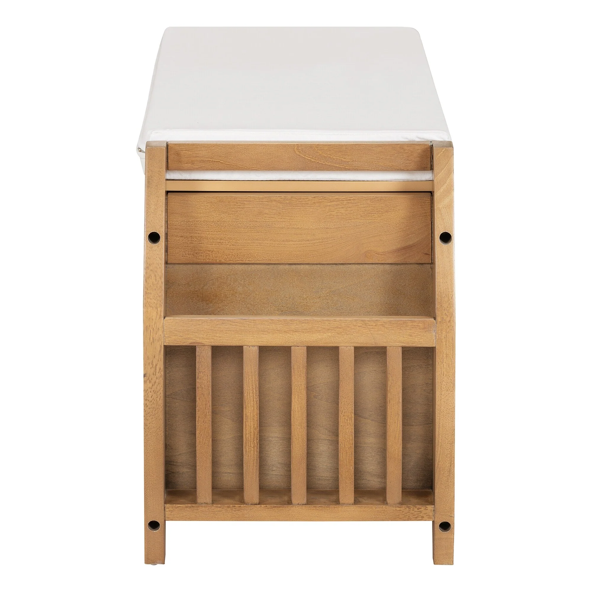 Multifunctional Storage Bench with Cushion and Curved Side Panel for Entrance and Living Room