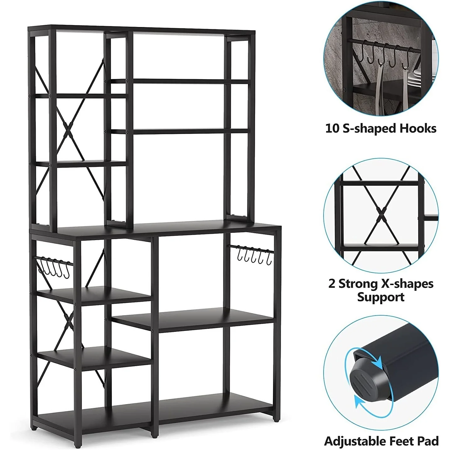 Kitchen Baker's Rack, Free Standing 5-Tier, 6-Tier Kitchen Utility Storage Shelf Rack