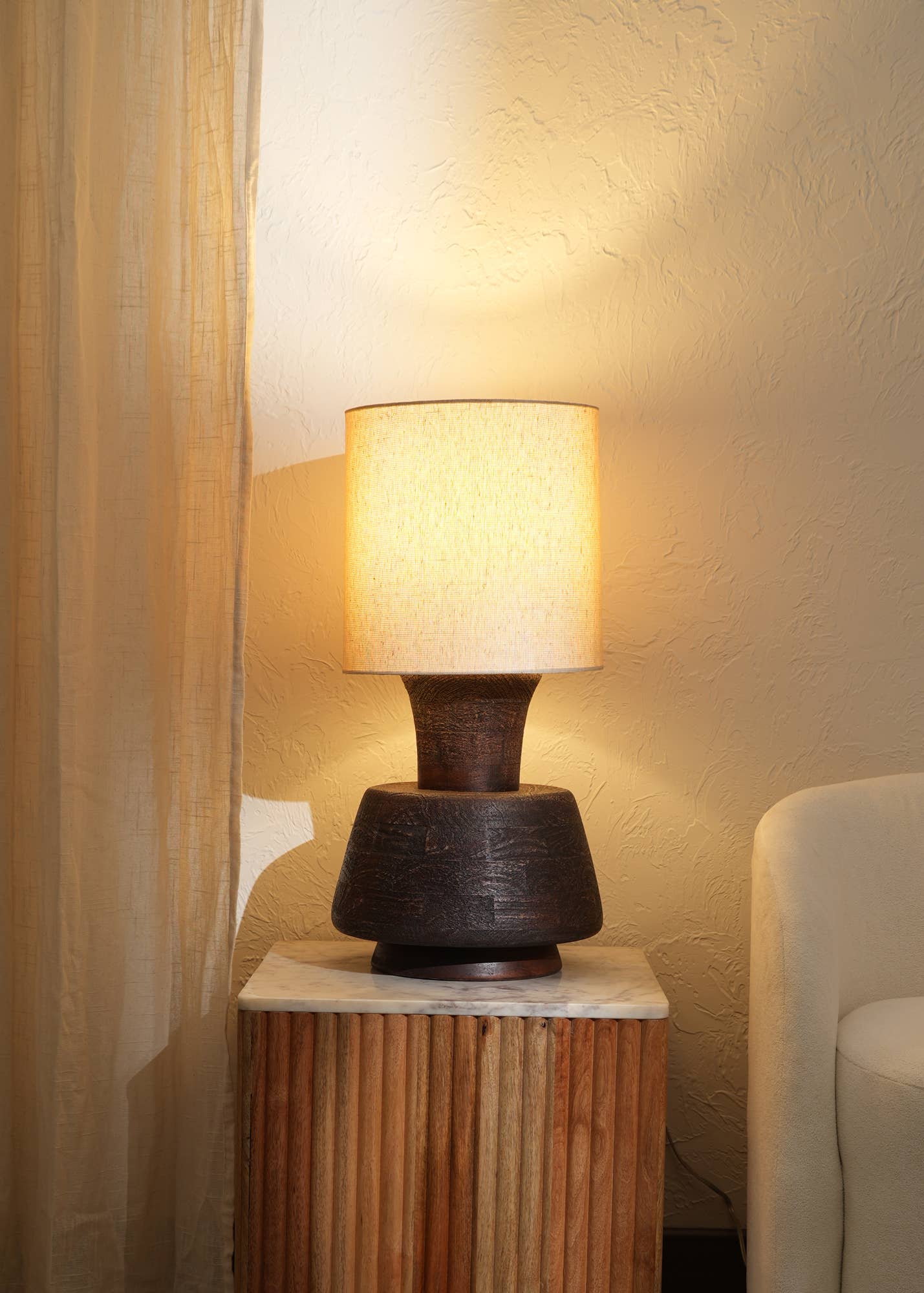 Decorative Table Lamp with Wooden Base