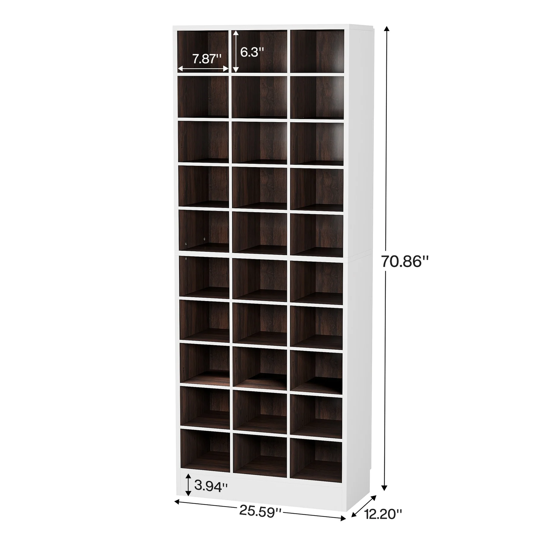 70.9 Inches Tall Wood Shoe Storage Cabinet with 30 Cubbies - 10-tier