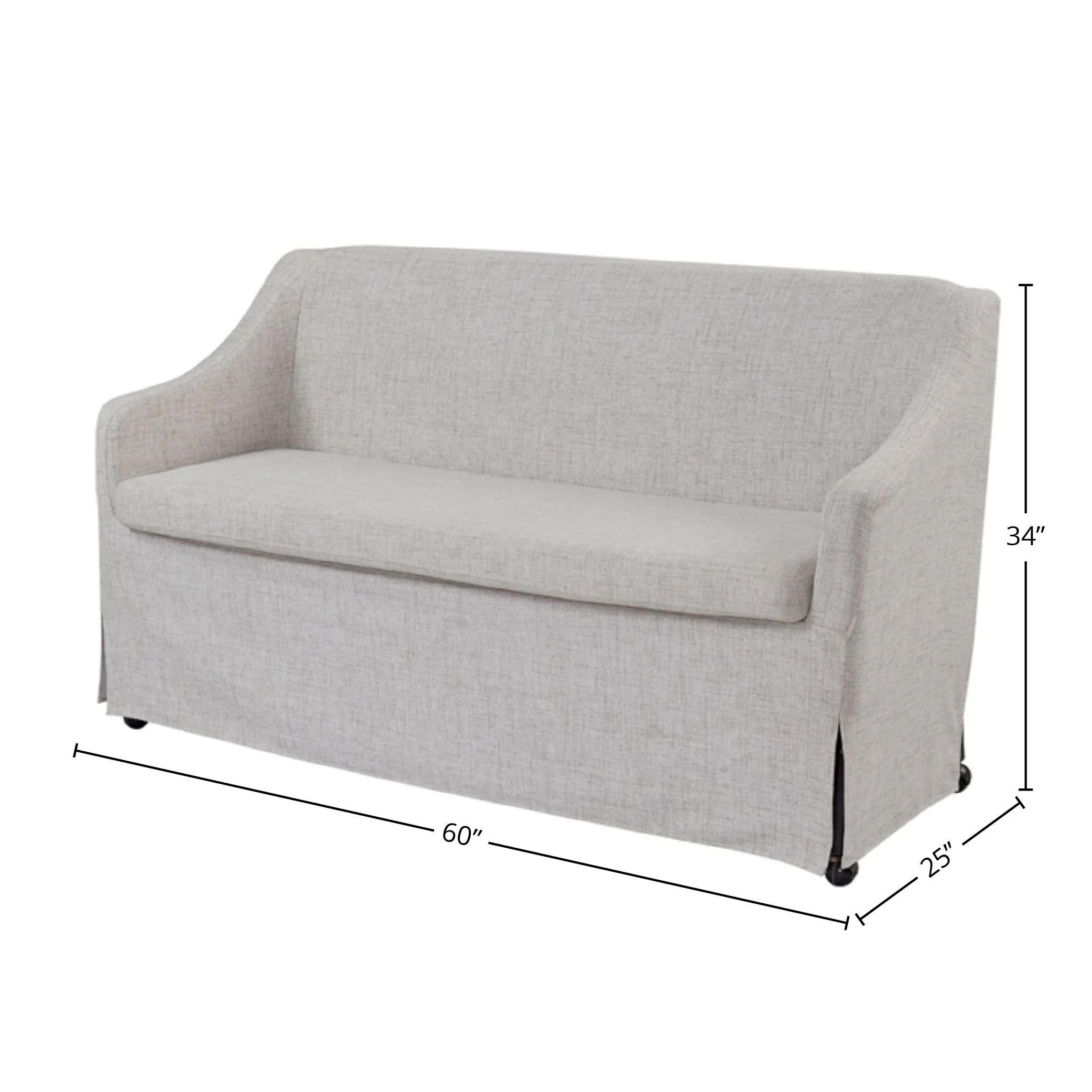 Slip Covered Settee with Casters