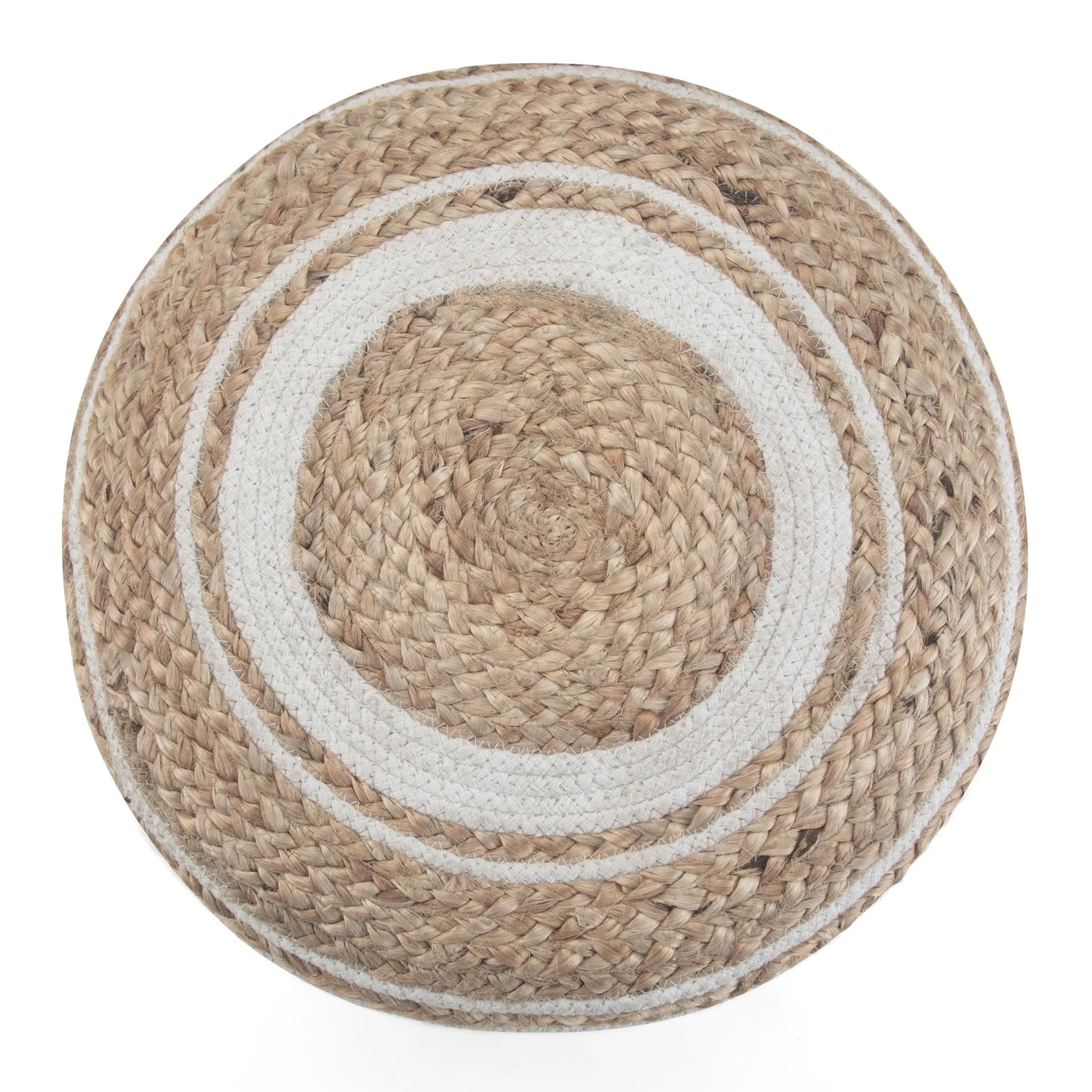 Tranquilique Multi-functional Round Pouf with Hand Braided Jute