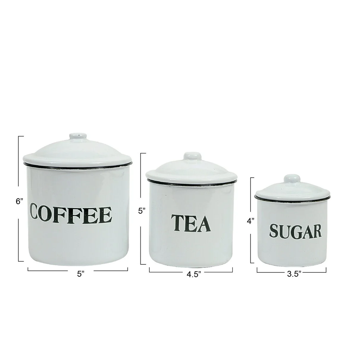 Metal Containers with Lids, Coffee, Tea, Sugar