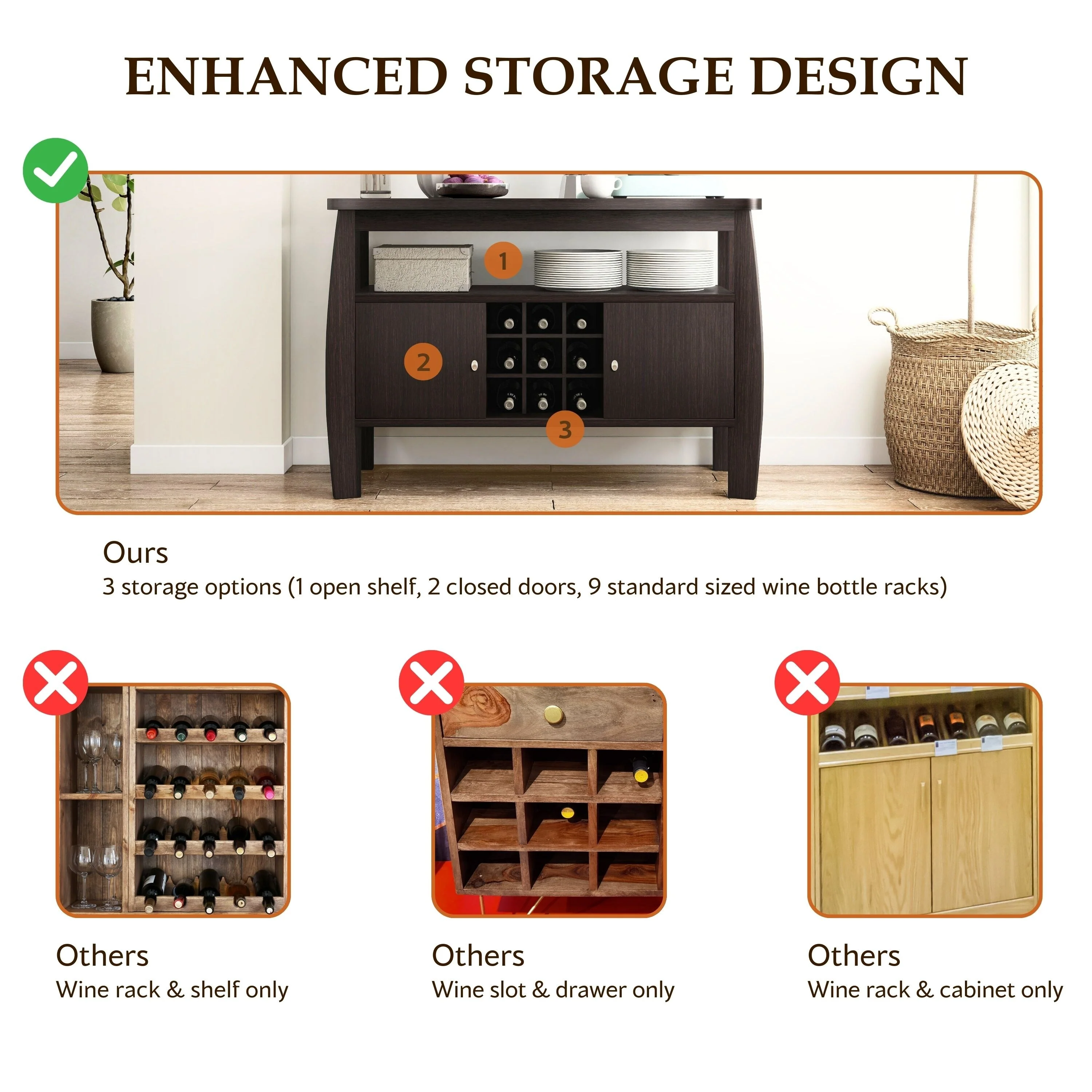 Furniture of America True Modern 51-inch Cappuccino 1-shelf Buffet Table