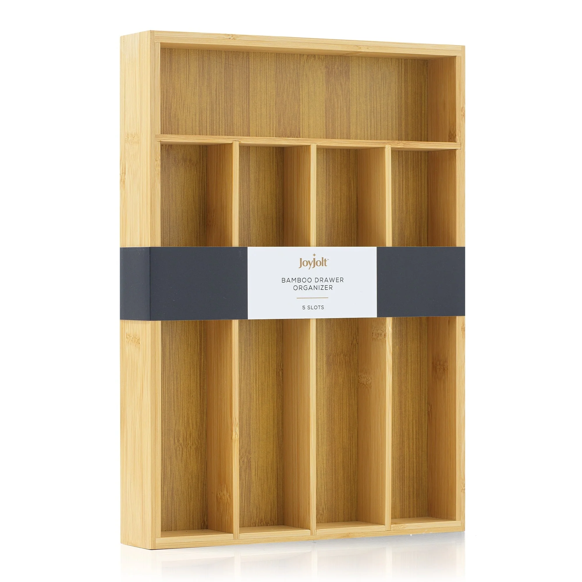JoyJolt 5 Slot Bamboo Flatware Organizer