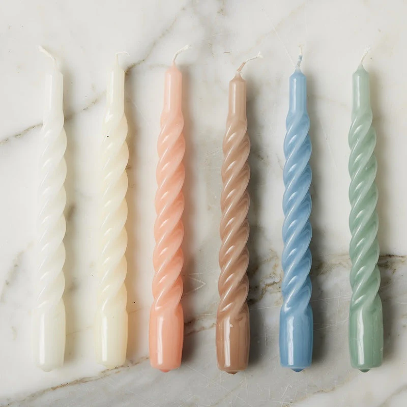 Lacquer Twisted Taper Candles, Set of 6