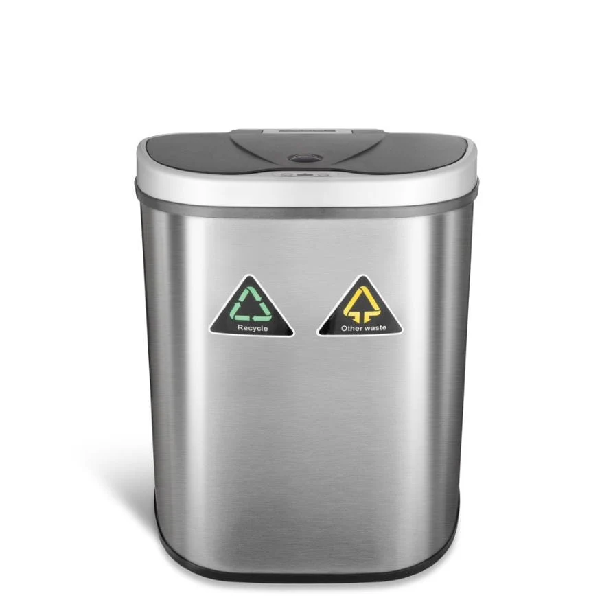 NINESTARS 18 Gallon Dual Compartment Motion Sensor Trash Can DZT-70-11R