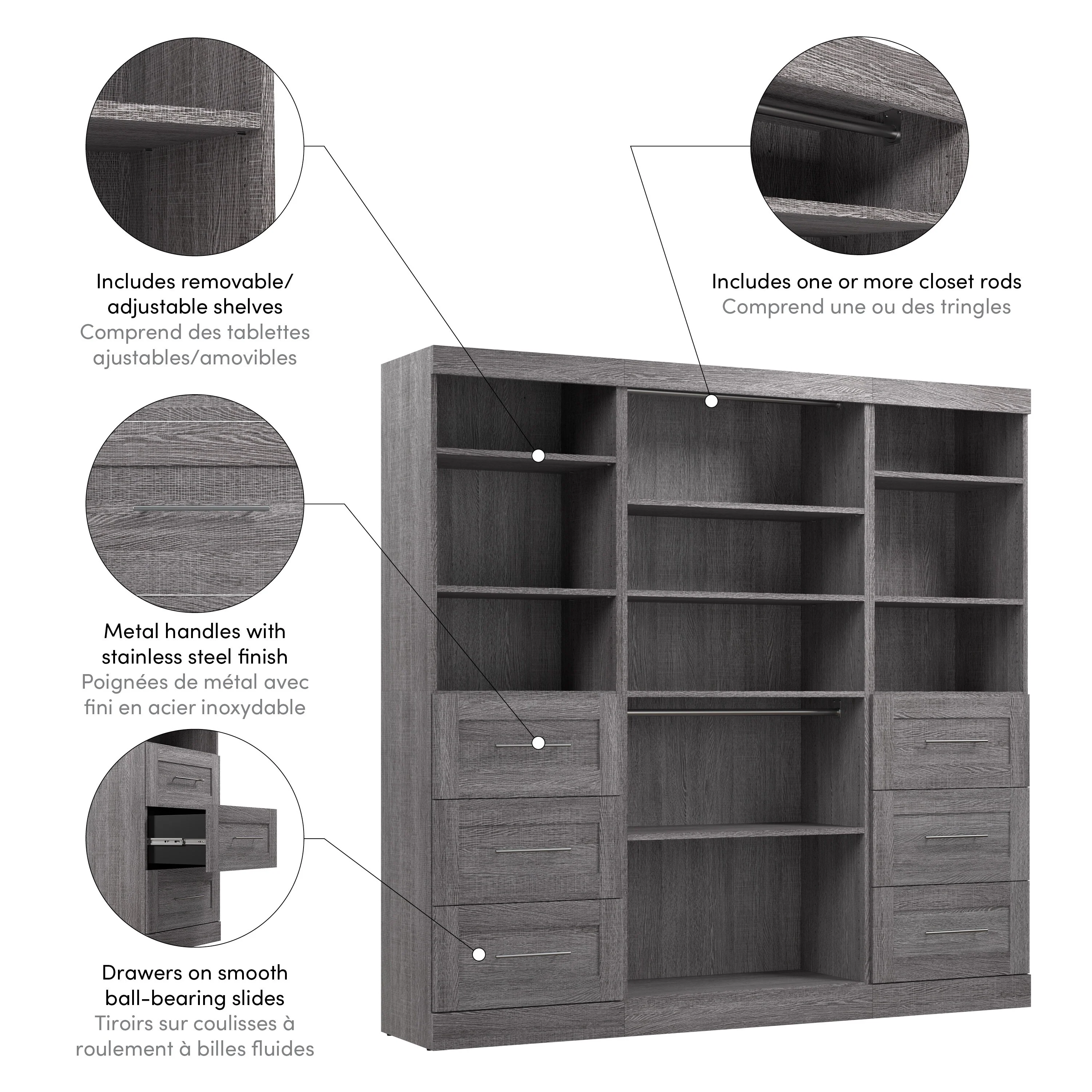 Pur 86W Closet Organization System with Drawers by Bestar - 86