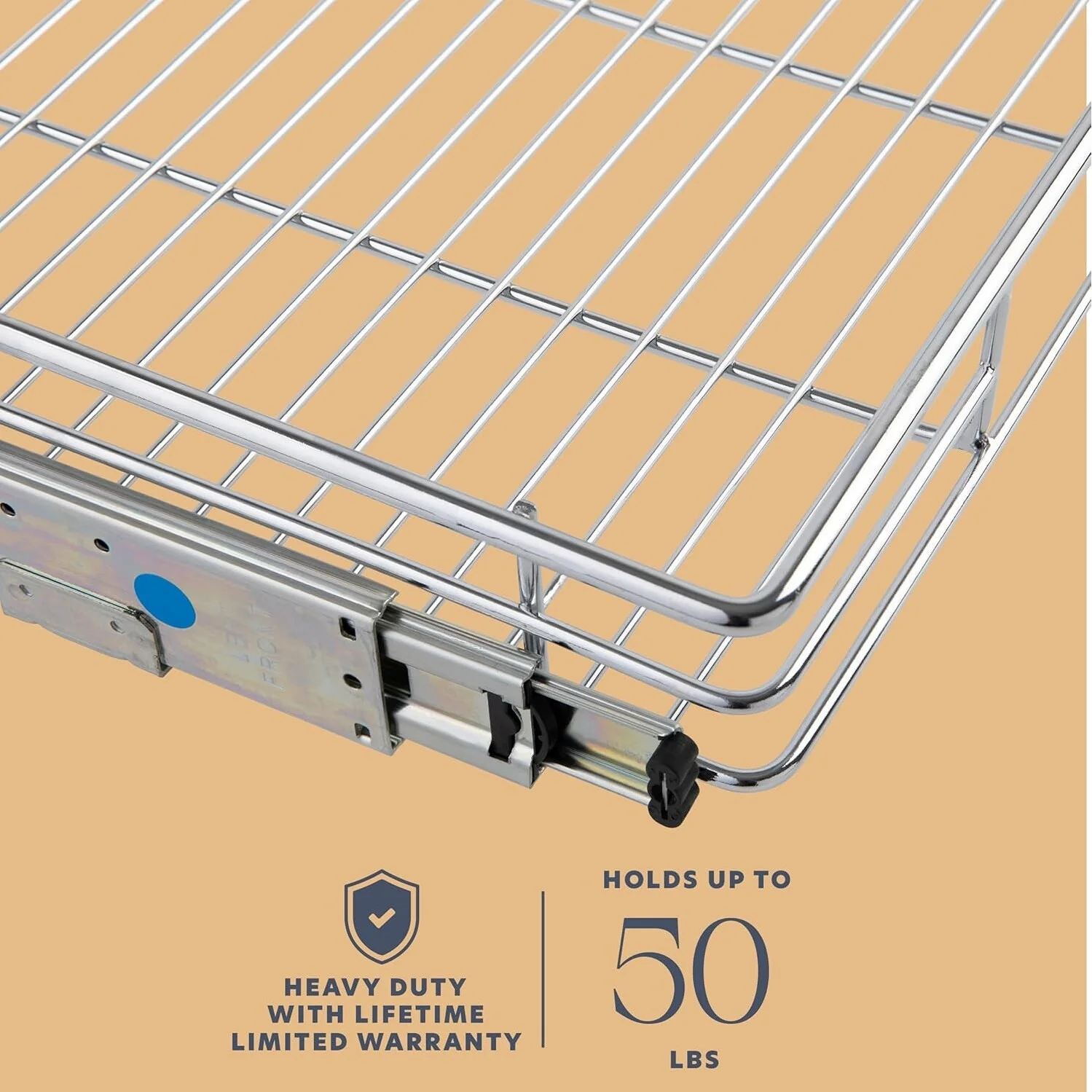 Pull Out Cabinet Drawer Organizer, Heavy Duty- Steel Metal- Chrome Finish