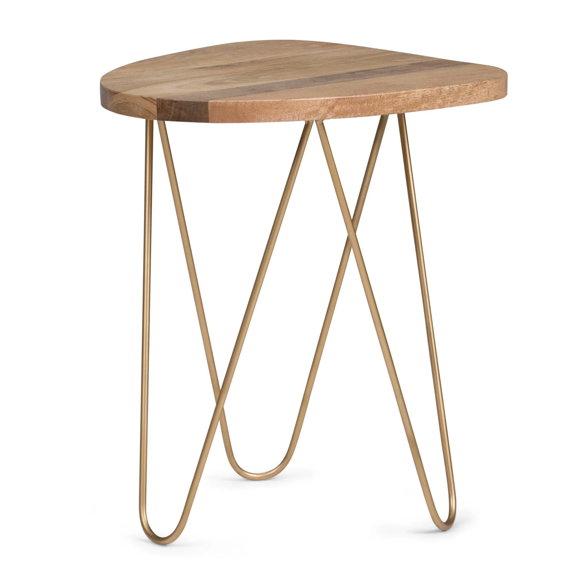 Wooden Accent Table with Metal Hair Pin Legs