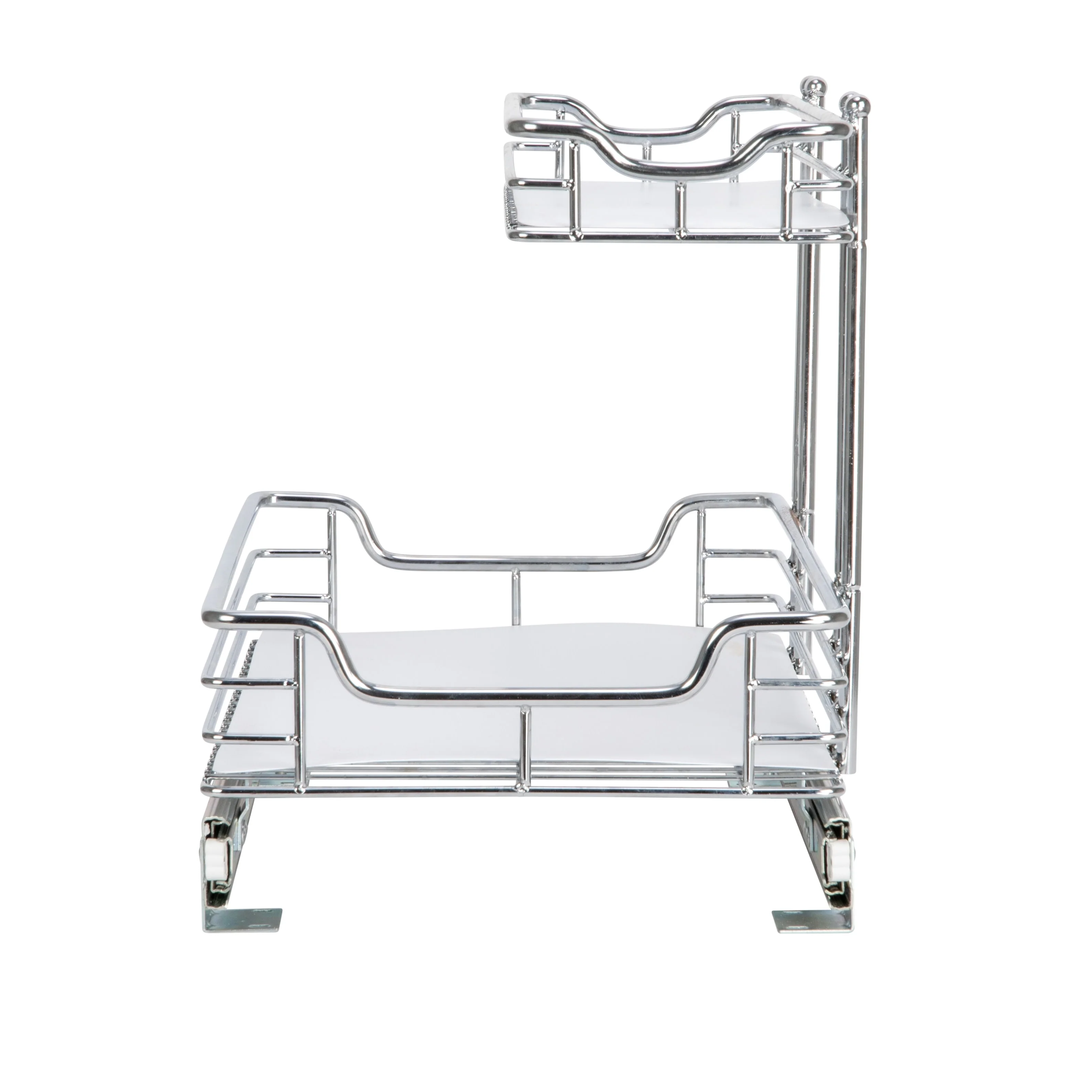 Household Essentials 2-Tier Steel Pull-Out/Slide-Out Storage Organizer with Plastic Liners