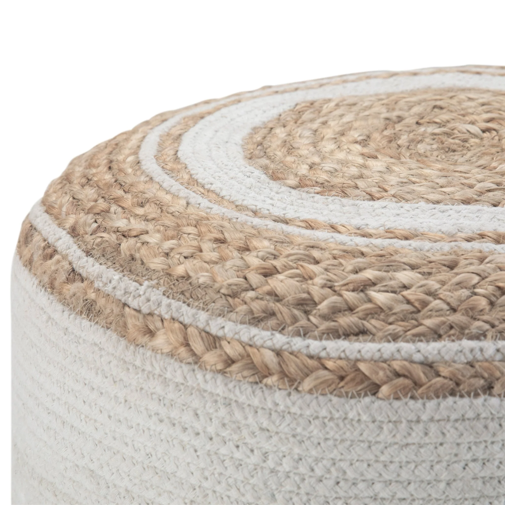 Tranquilique Multi-functional Round Pouf with Hand Braided Jute