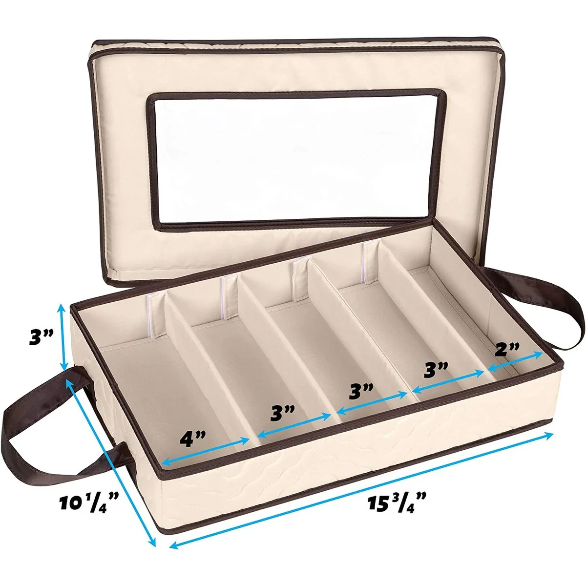 Flatware,Cutlery Utensil Storage Case Durable 5 Compartment Container - Brown