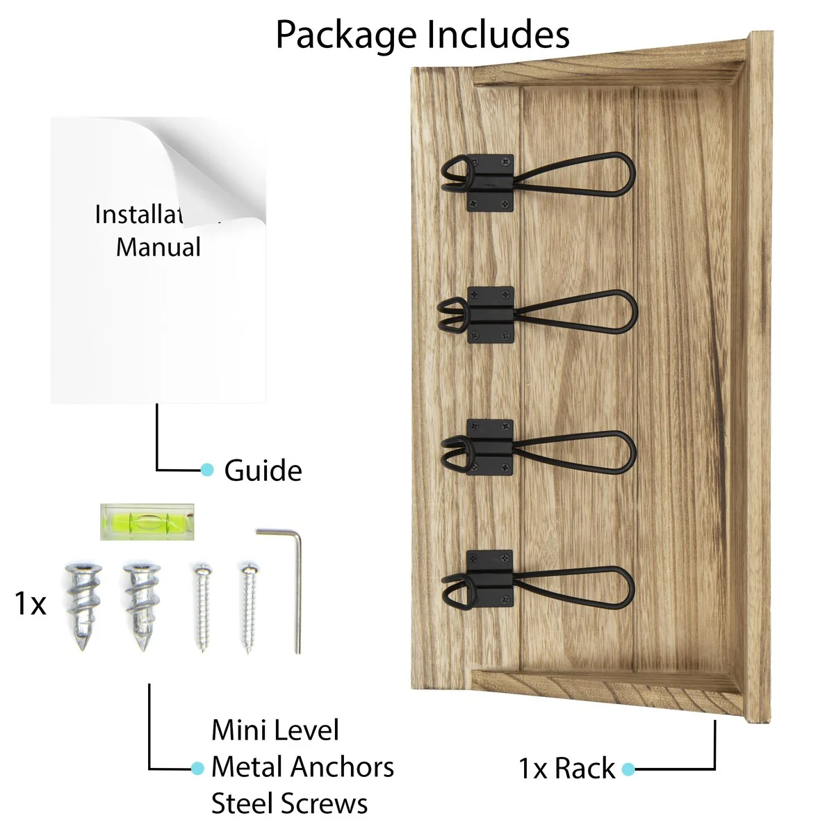 Wallniture 17'' Wood Wall Mounted Coat Rack with Shelf Entryway Mail Organizer Wood Key Holder 8 Hooks - N/A
