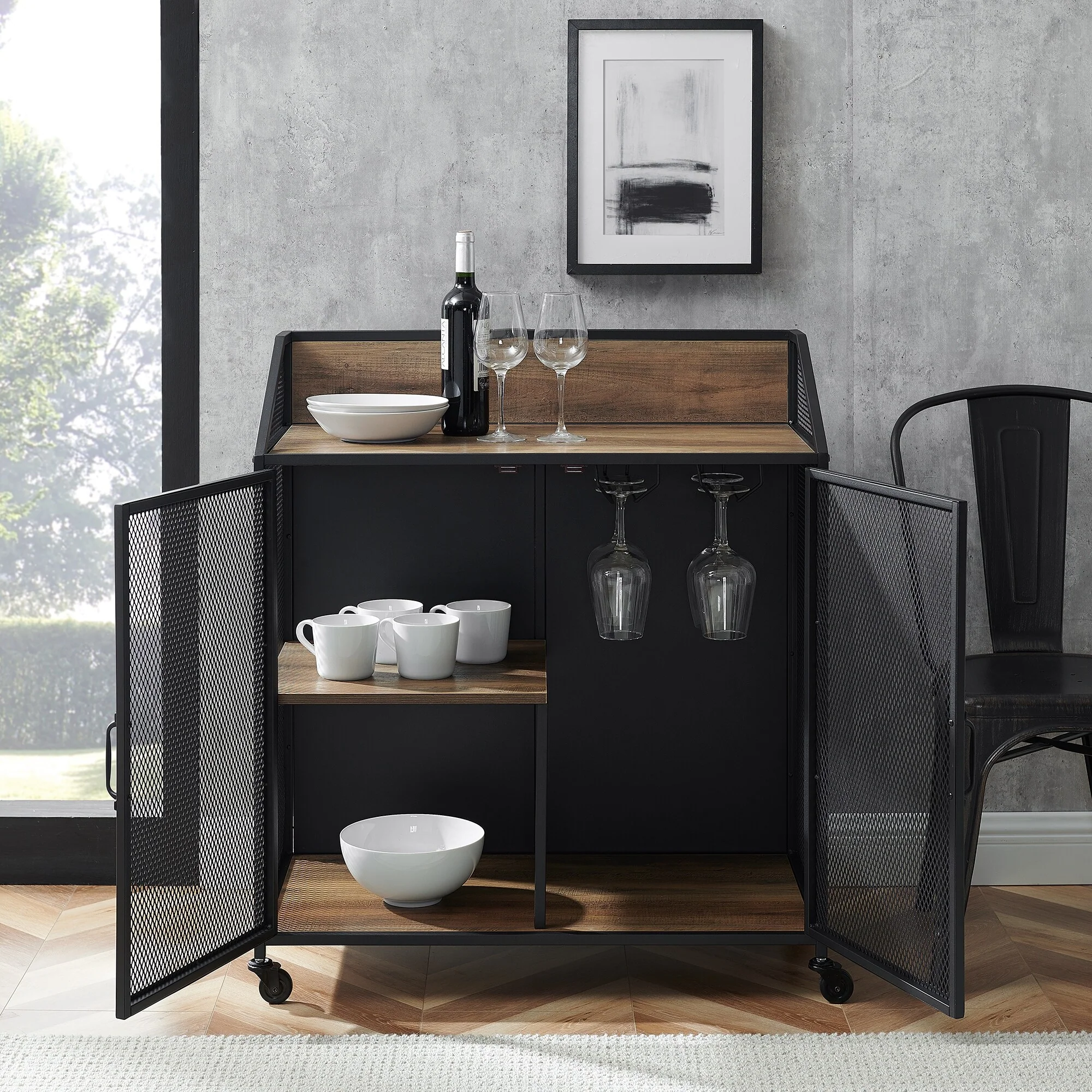 Middlebrook Pierpont Industrial Mesh Bar Cabinet