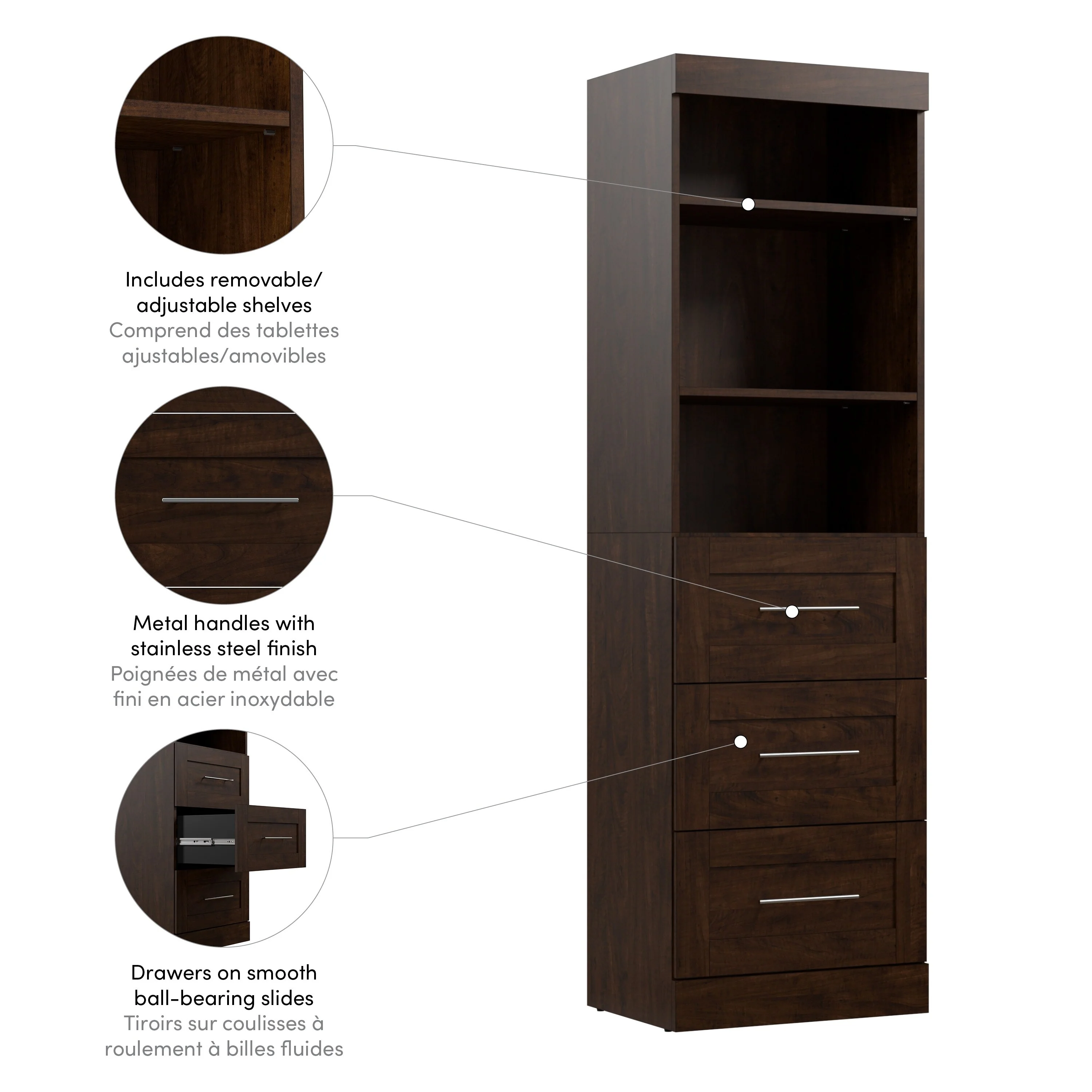 Pur 25W Closet Organizer with Drawers by Bestar