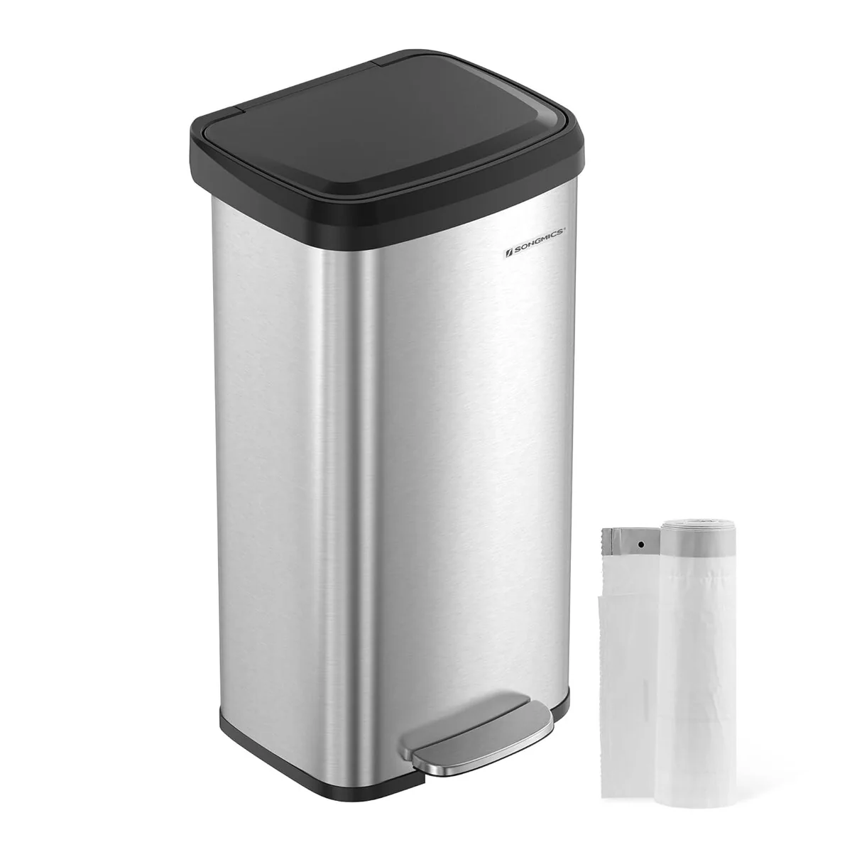 SONGMICS Kitchen Trash Can, 18 Gallon Stainless Steel Garbage Can