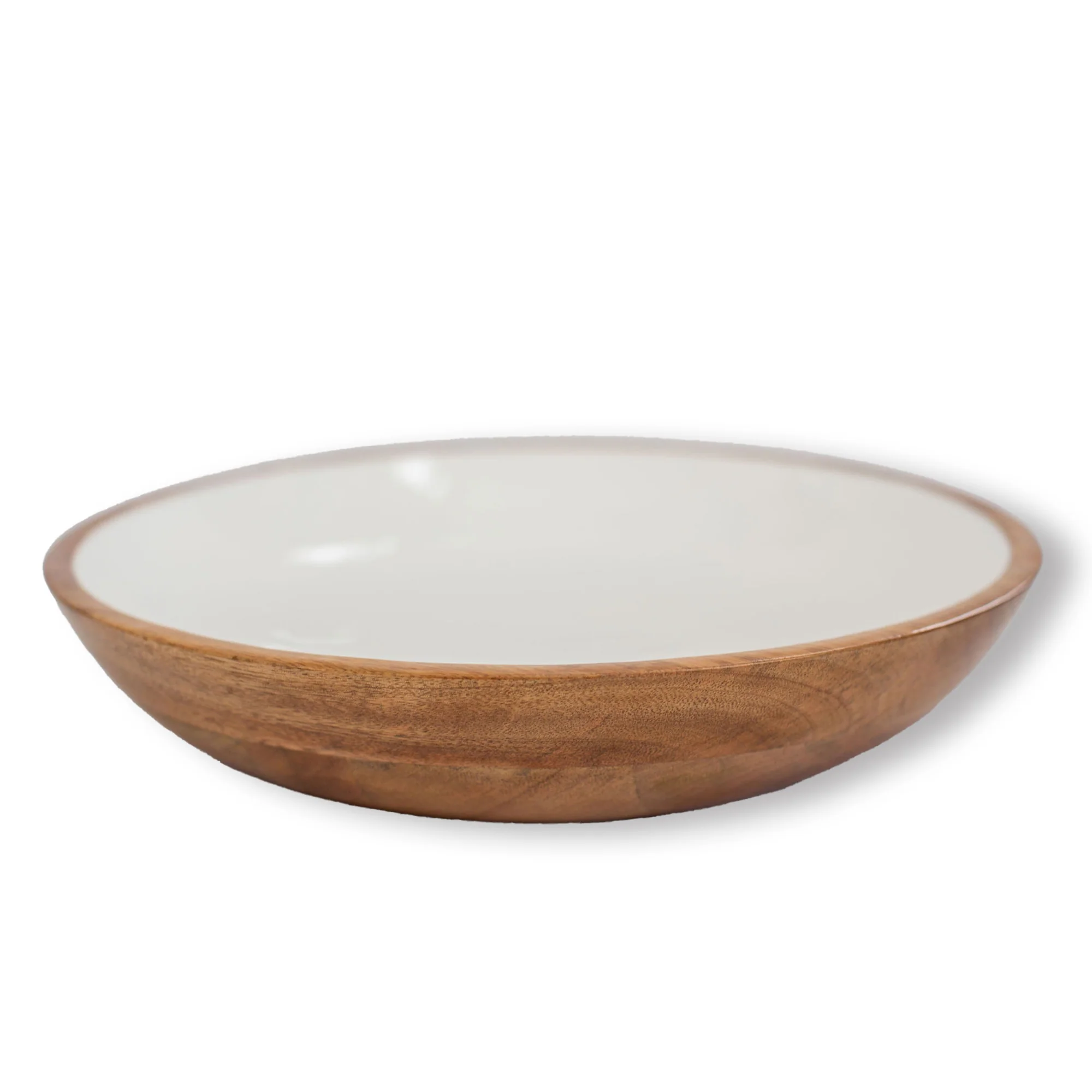 Wood + White Collection Mango Wood Serving Bowl, Large