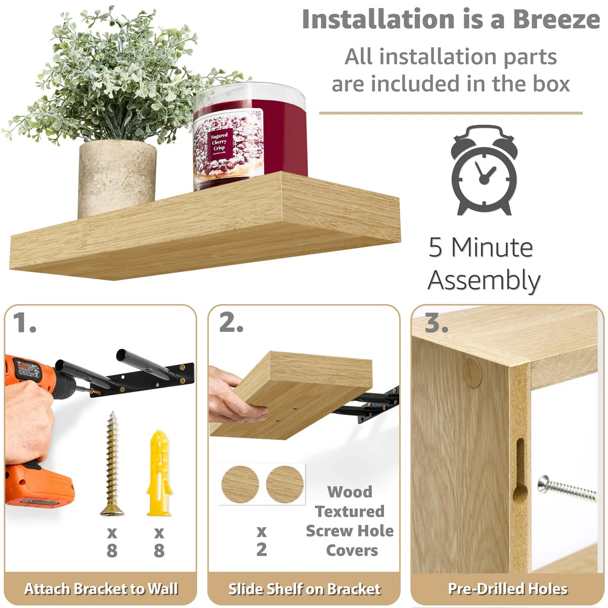 Sorbus Floating Shelves for Wall Set of 3 - 16