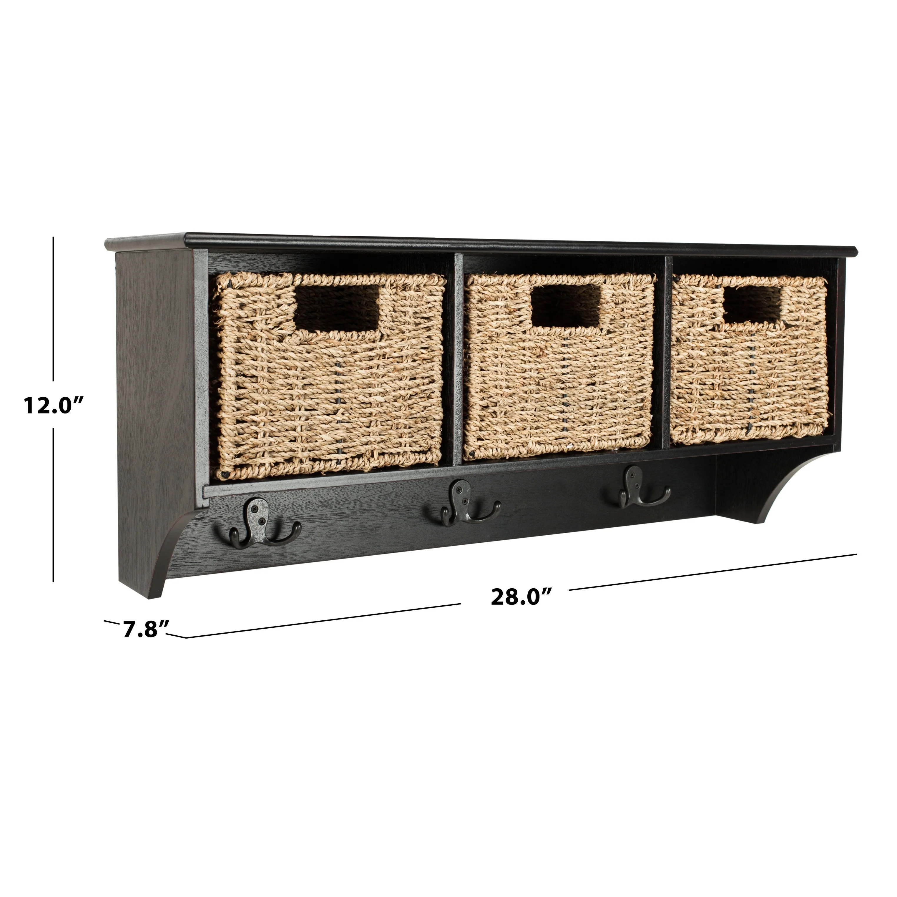 SAFAVIEH Jemina Black Hanging 3-Basket Wall Rack - 28