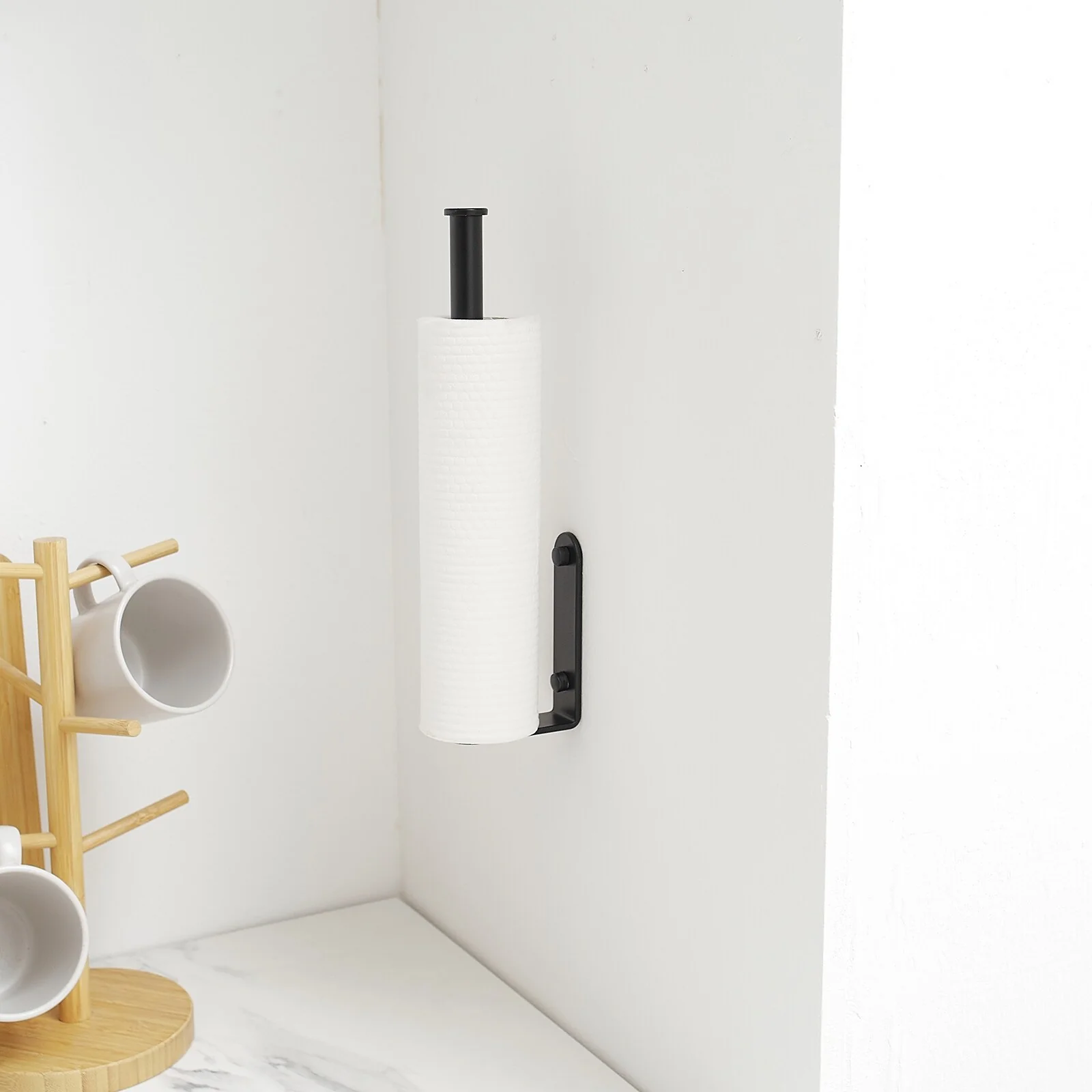 Wall Mount Paper Towel Holder Bulk- Self-Adhesive Under Cabinet (2 Pieces)