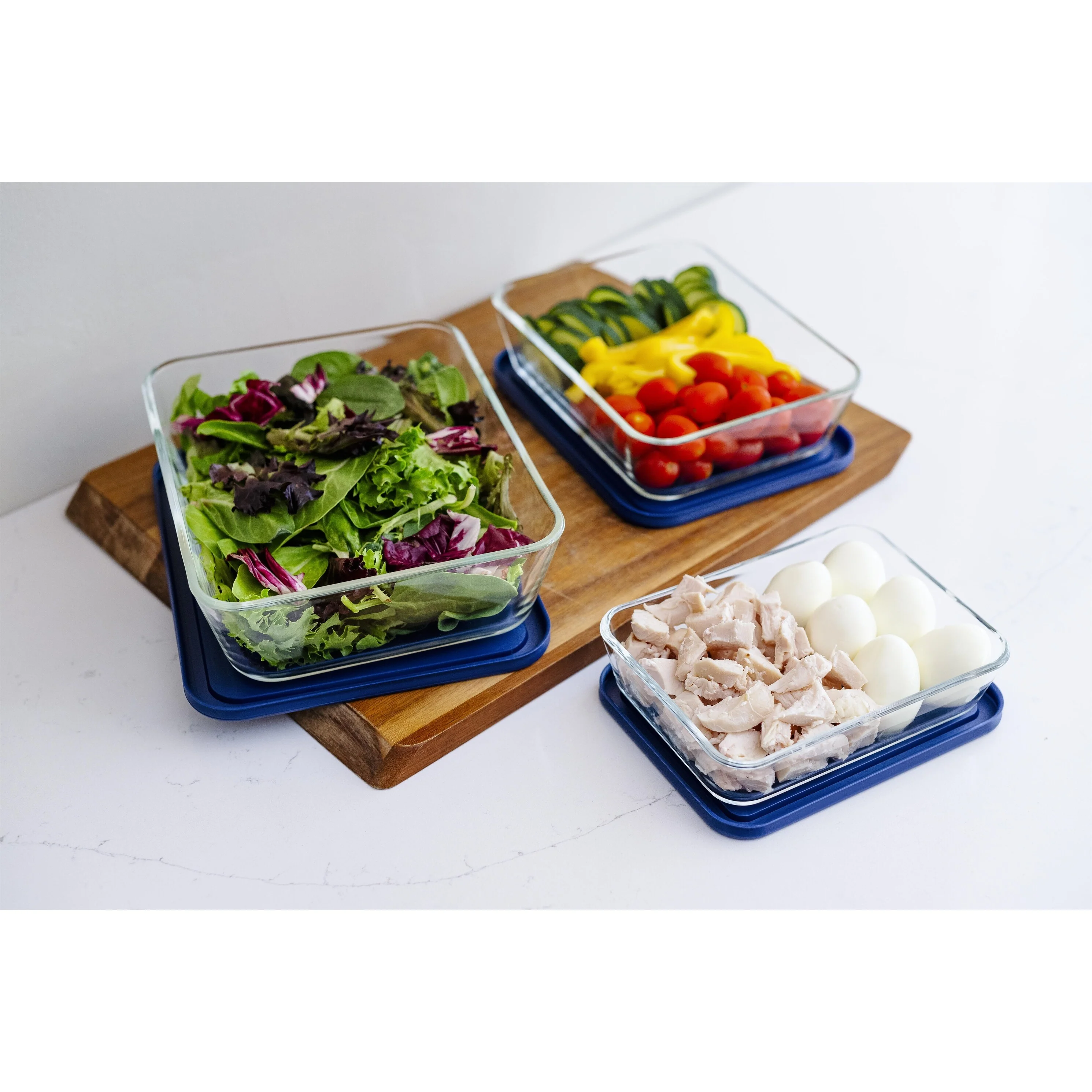 Glass Food Storage Set with Airtight Lids - Nesting, Space-Saving, BPA-Free, Microwave, Oven & Dishwasher Safe