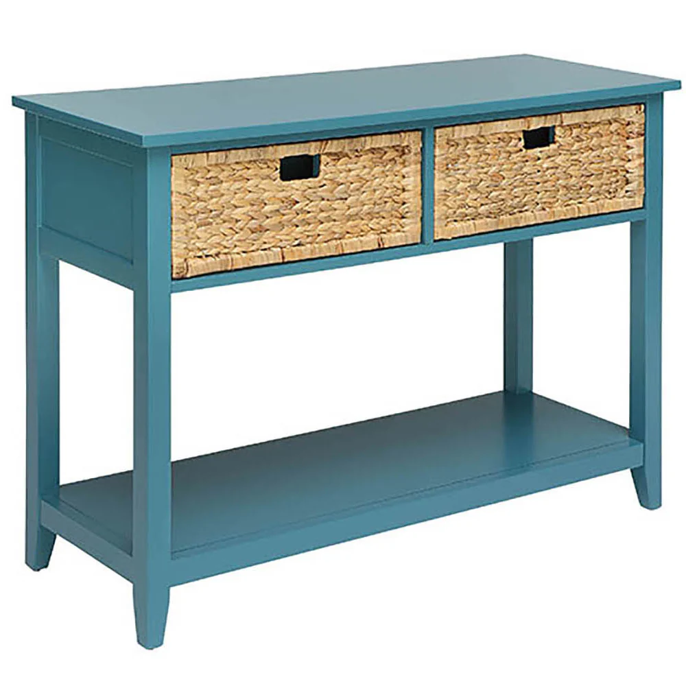 Teal Console Table with Bottom Shelf
