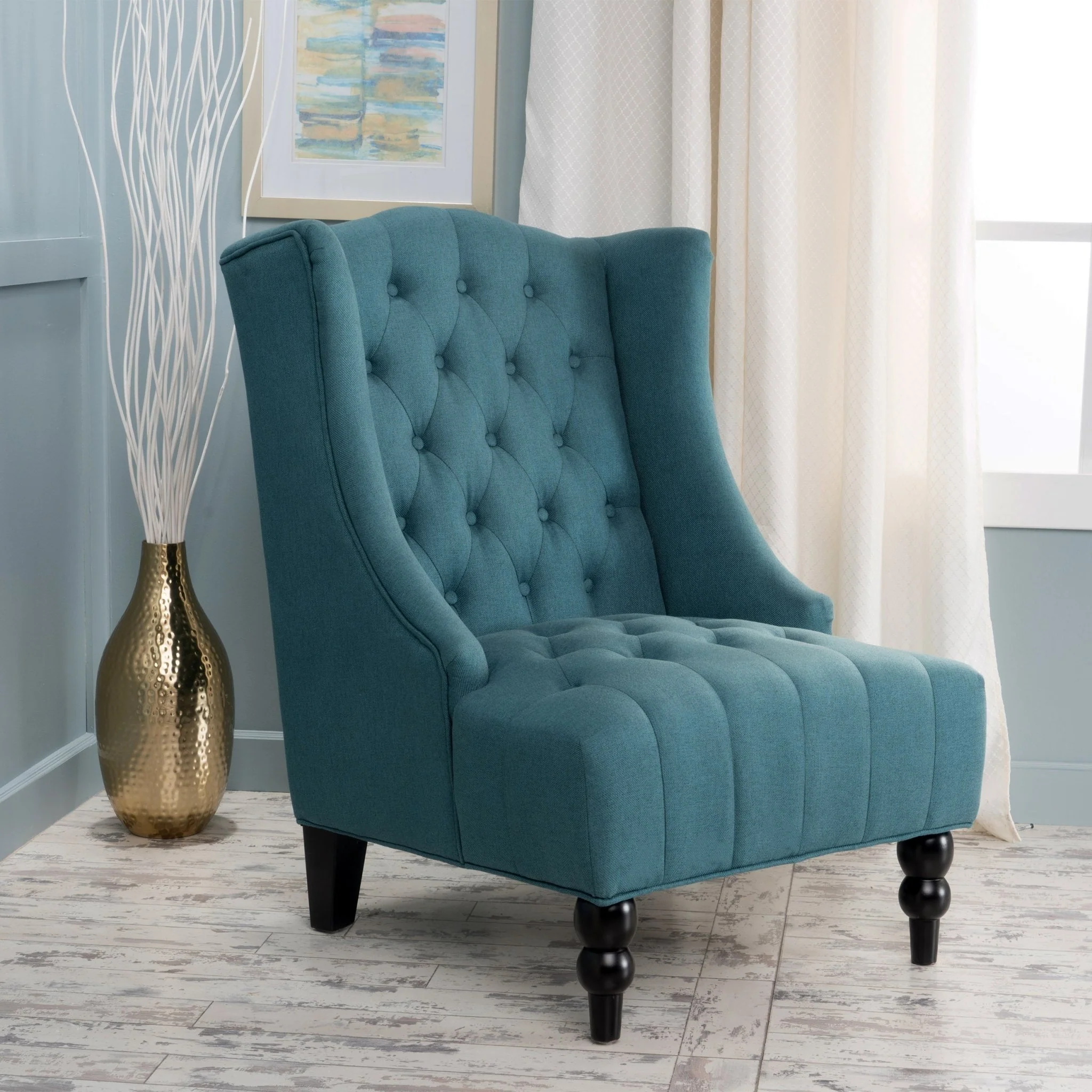Dawned Upholstered Accent Chair with Button Tufting and Wing Back