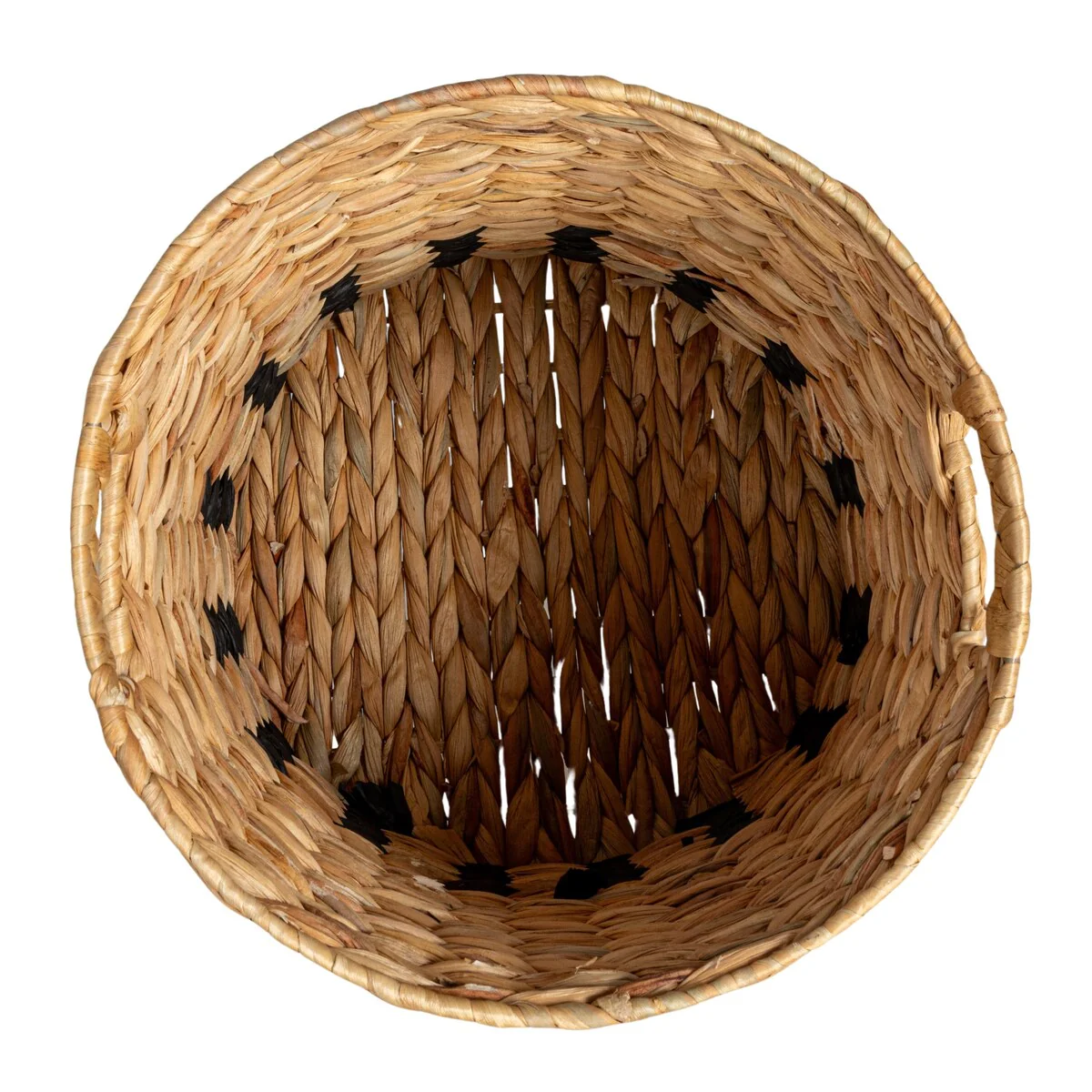 Household Essentials Natural Water Hyacinth and Paper Basket with Stripes