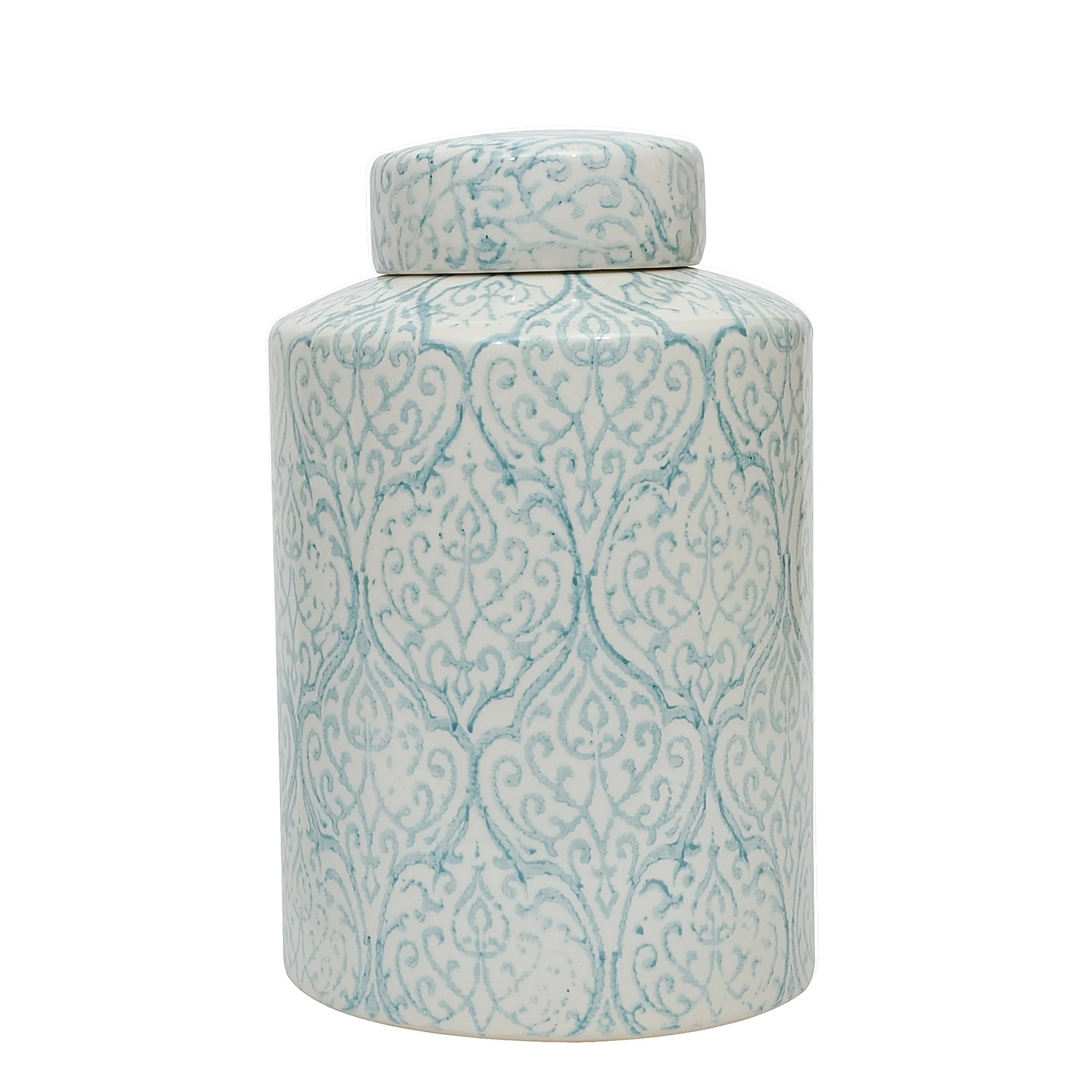 Blue & White Decorative Ginger Jar with Lid