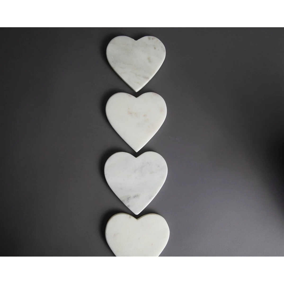 Set of 4 Heart Shaped Coasters - White