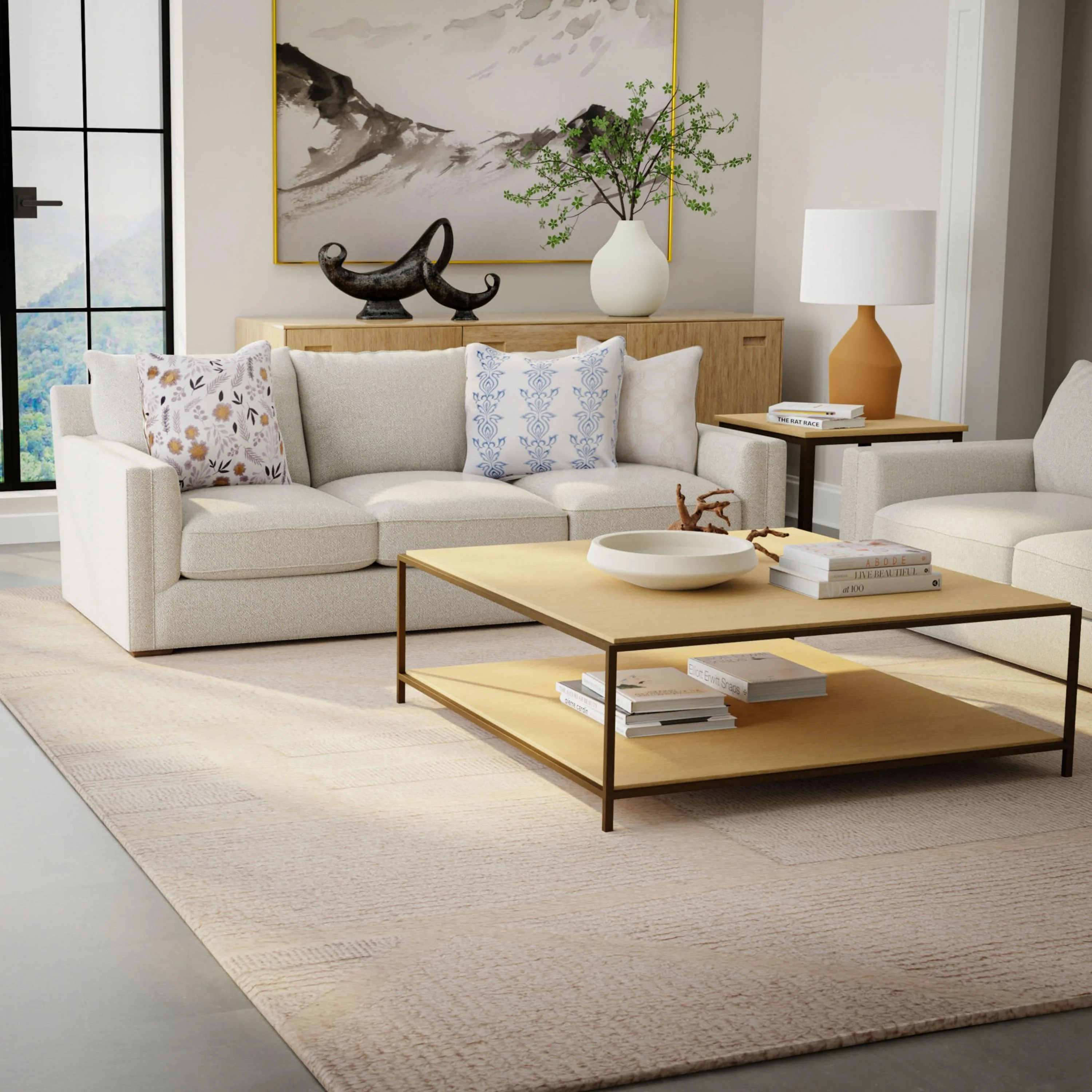 Geometric Hand Tufted 100% Wool Geometric Area Rug