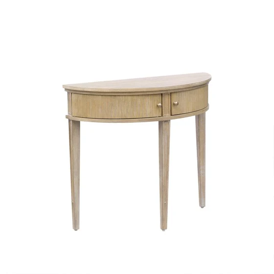 Demilune Console Table with Drawers and Bronze Knobs