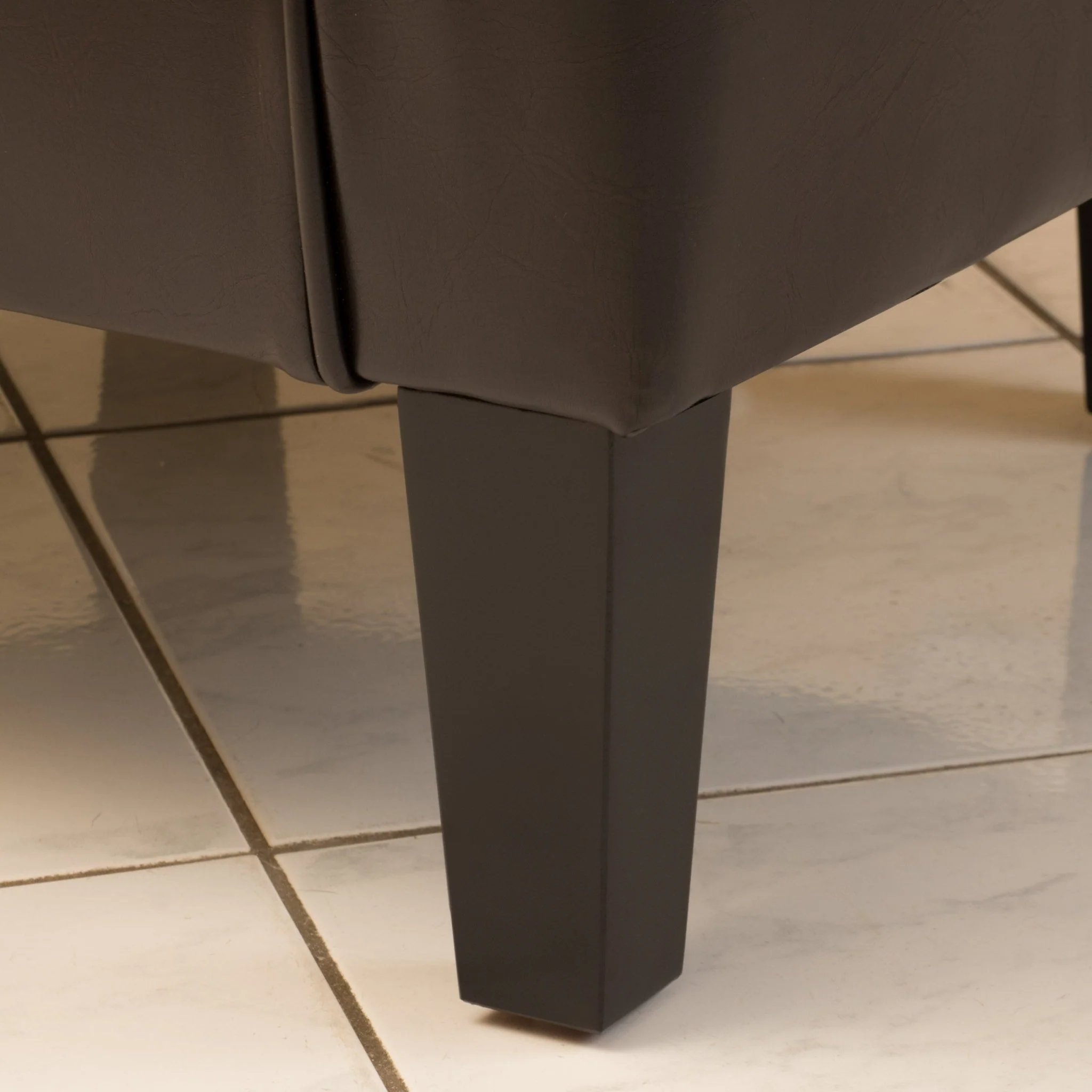 Upholstered Leather Club Chair with Flared Armrests