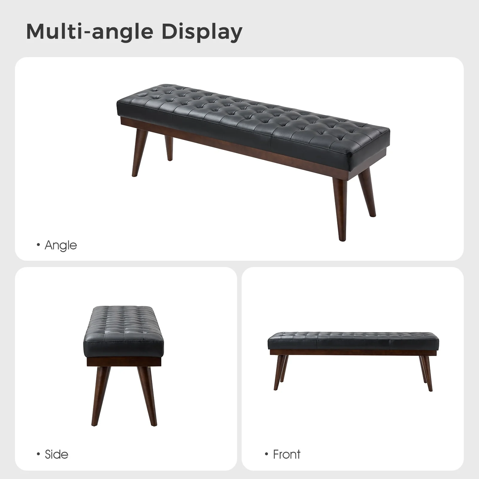 Felisa Modern Genuine Leather Tufted Bench With Solid Wood Base By HULALA HOME