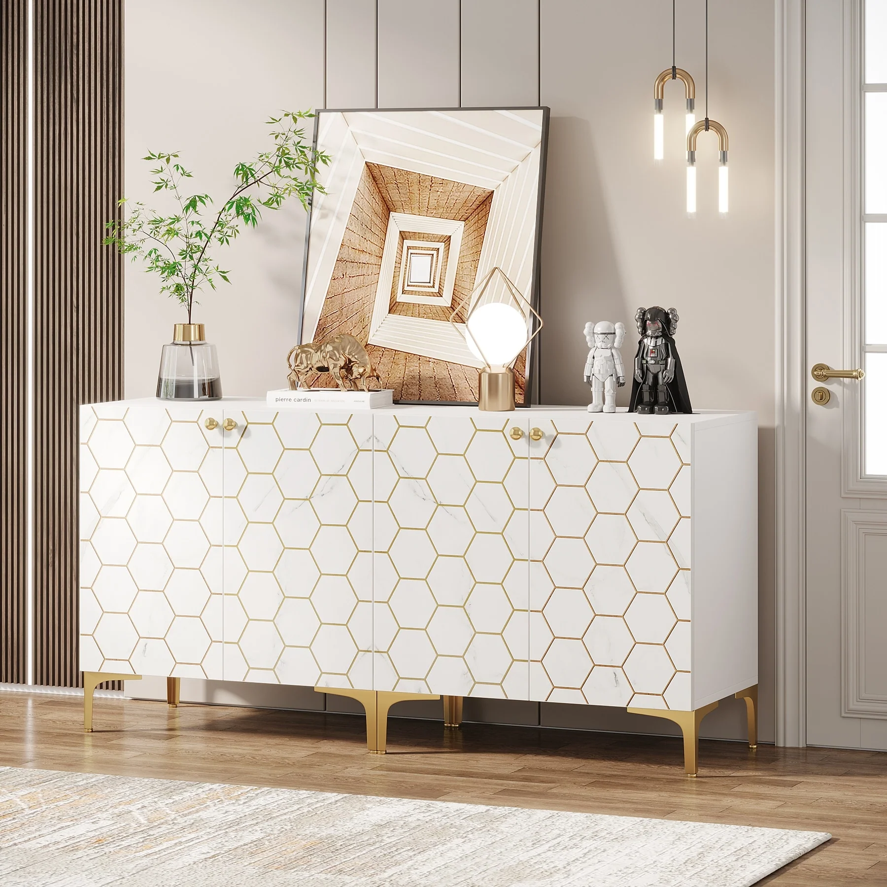 63'' Modern Accent Storage Cabinet with Metal Legs for Living Room Bedroom Kitchen Dining Room