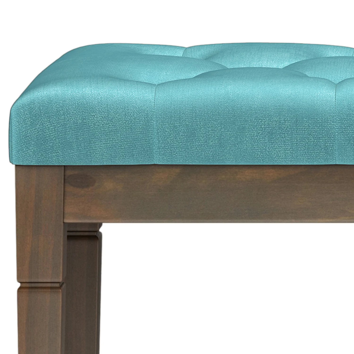 Hushed Upholstered Tufted Ottoman Bench with Carved Legs