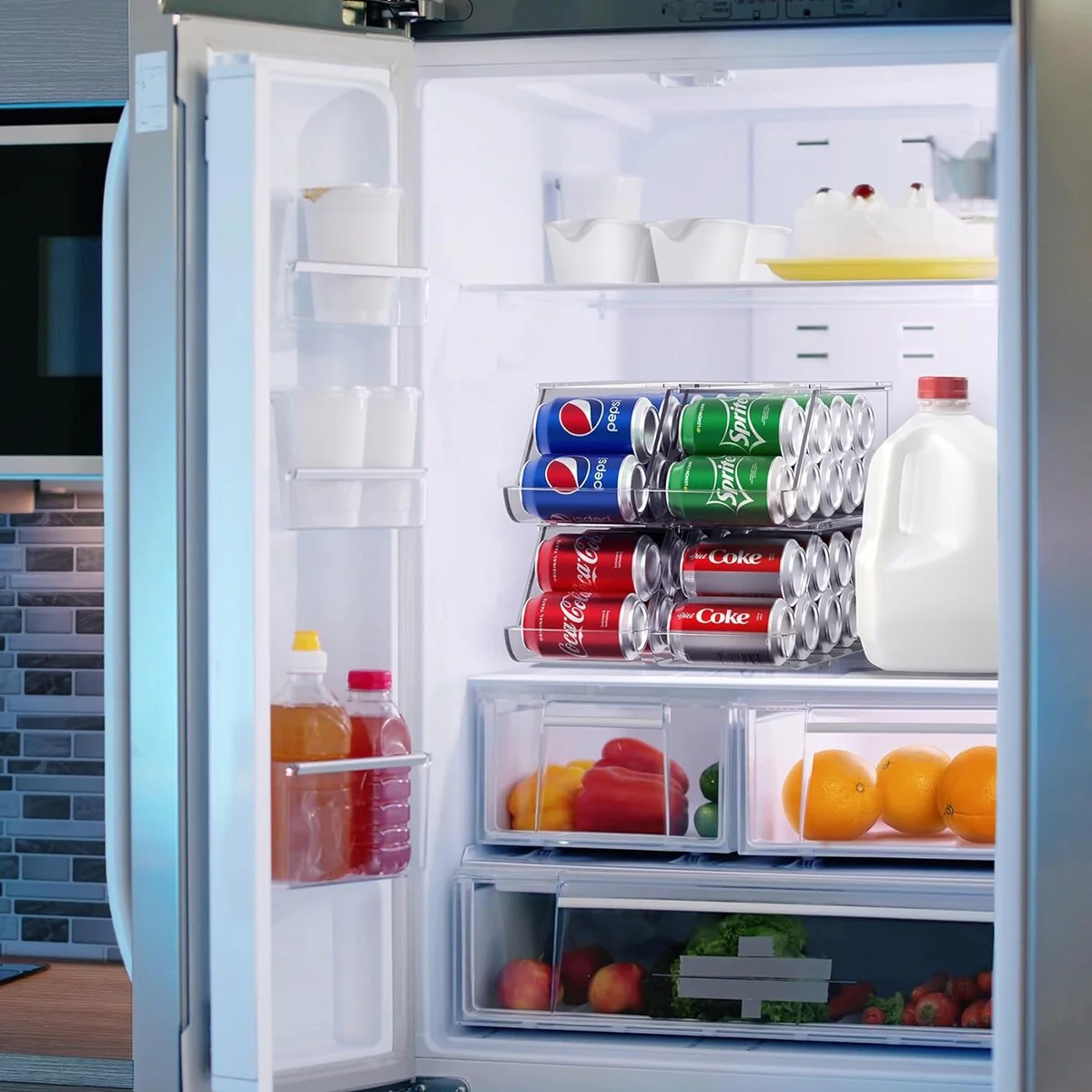 Fridge Bins Soda Can Organizer with Lid - 4PK