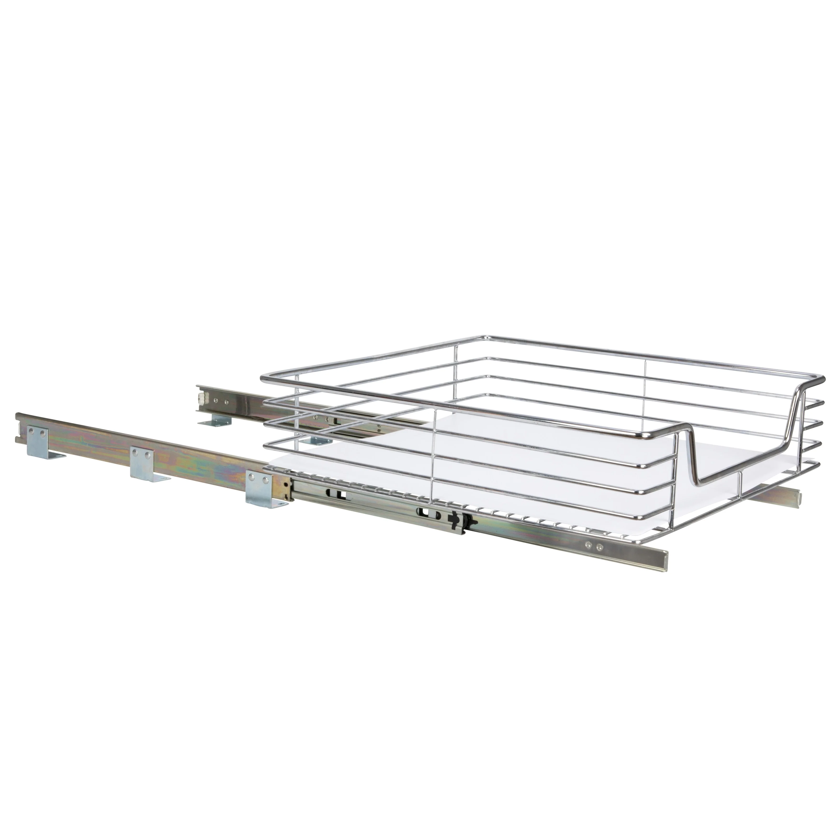 Household Essentials 1-Tier Steel Pull-Out/Slide-Out Basket Storage Organizer with Plastic Liner