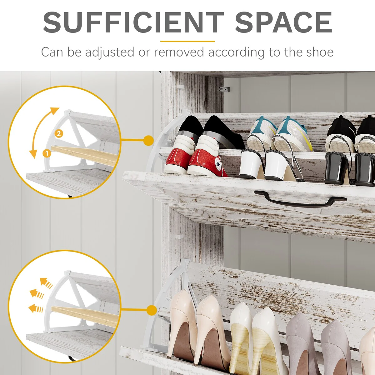 Moasis Farmhouse Flip Shoe Cabinet Shoe Storage Cabinet with 3 Flip Doors Adjustable Shelf - 31.4
