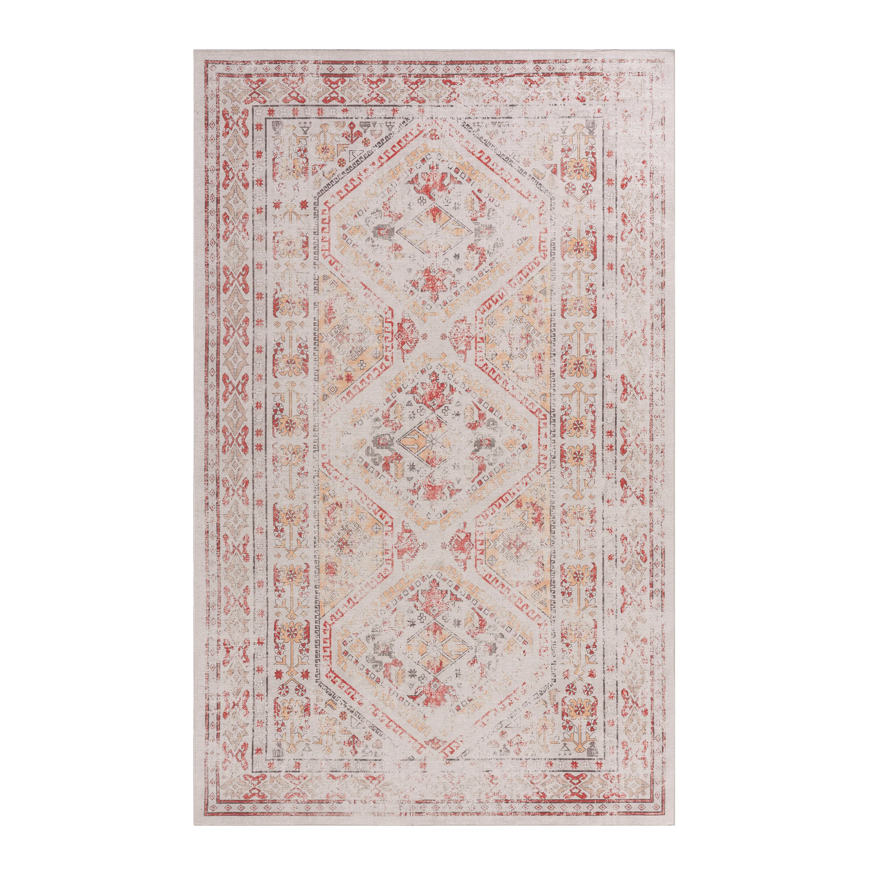 Area Rug with Distressed Boho Medallion Design