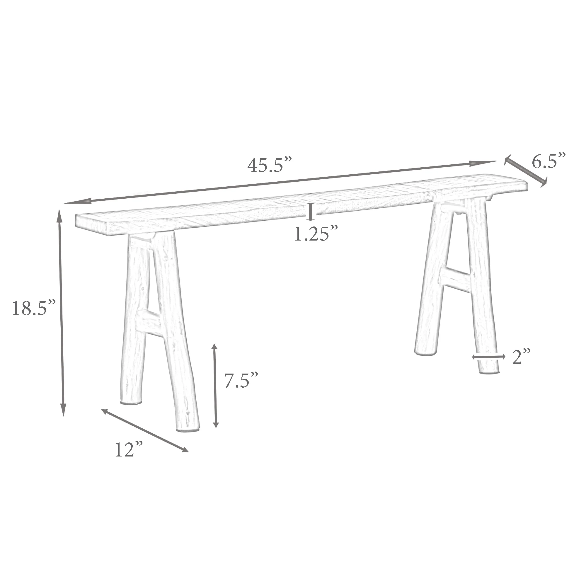 Narrow Solid Wood A-Frame Bench