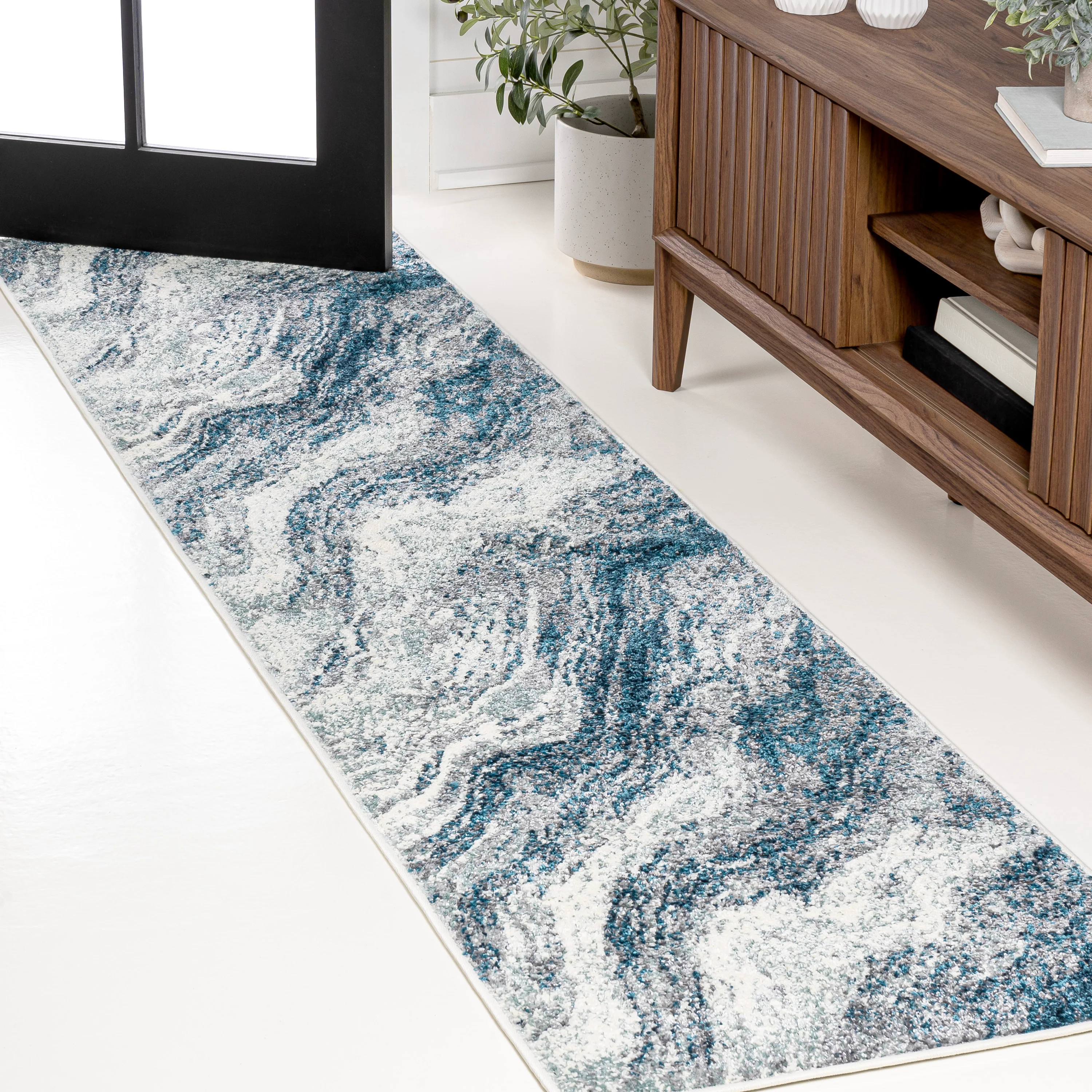 Kassia Contemporary Glam Abstract Marble Area Rug