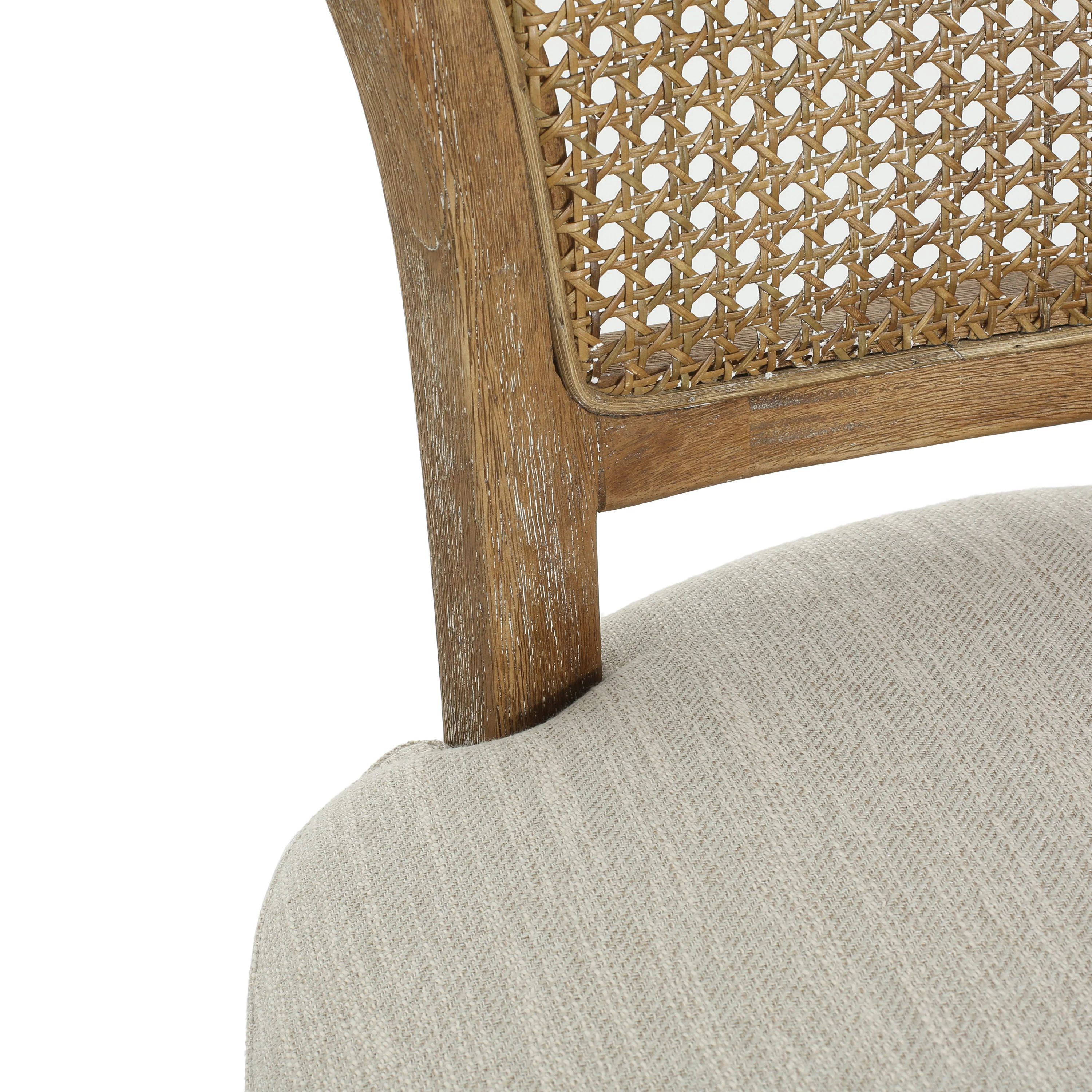 Cane-Back Upholstered Bar Stools, Set of 2
