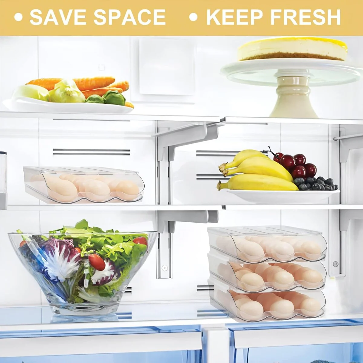 Set of 2 Auto Rolling Storage Container 18 Egg Tray - 2 Layer