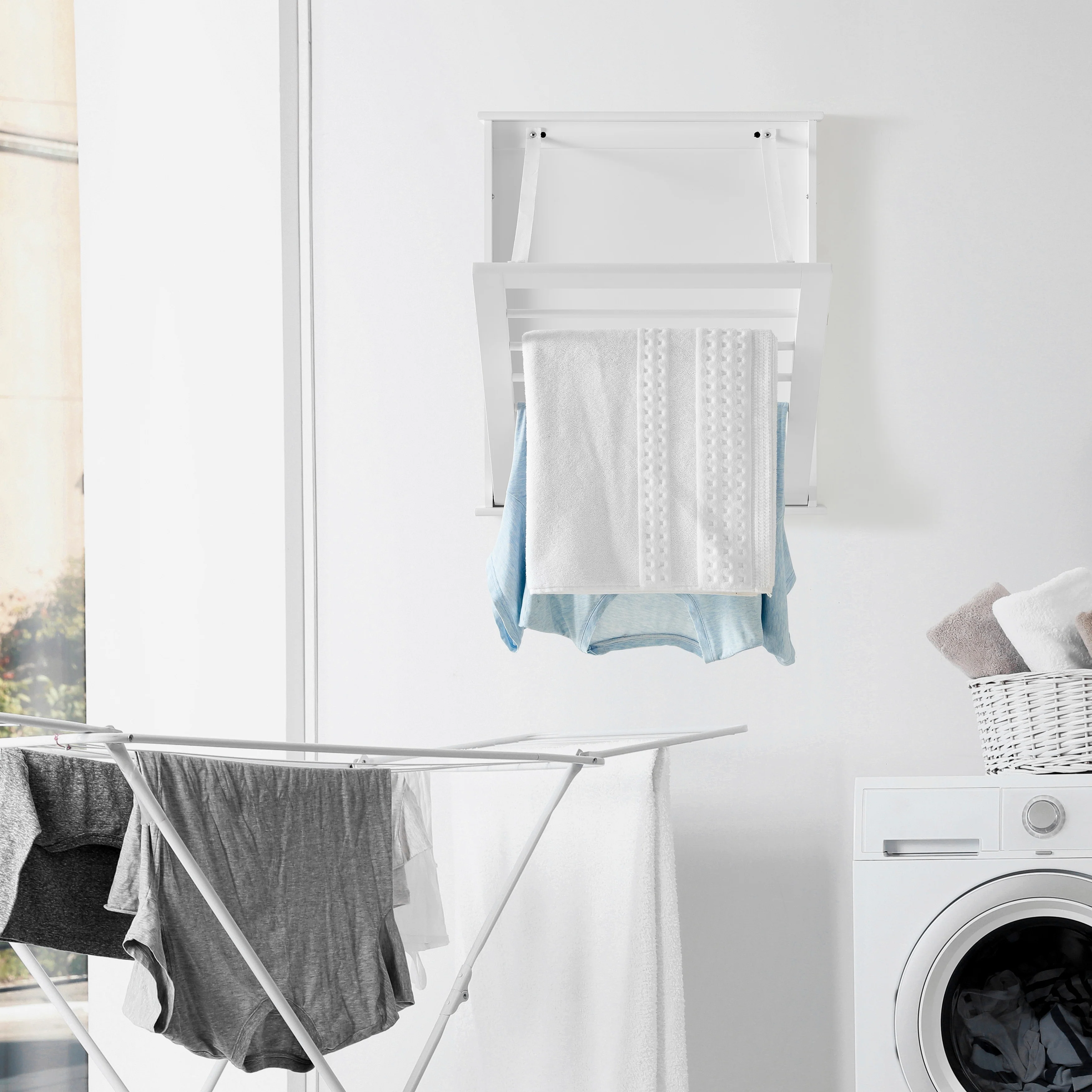 Danya B. Folding Wall Mounted Drying Rack - White