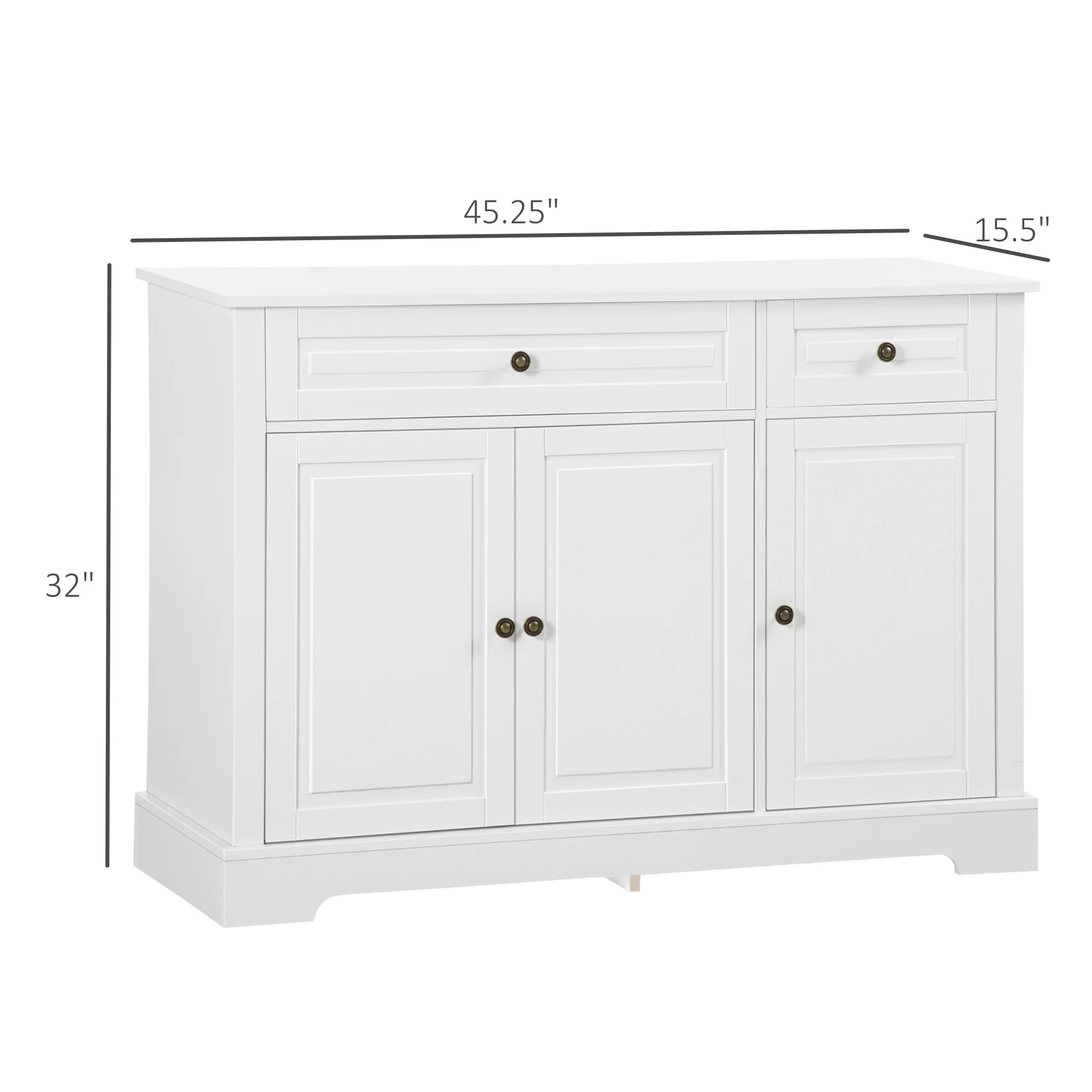 HOMCOM Modern Sideboard Buffet Cabinet with Storage Cupboards, 2 Drawers and Adjustable Shelves, Black