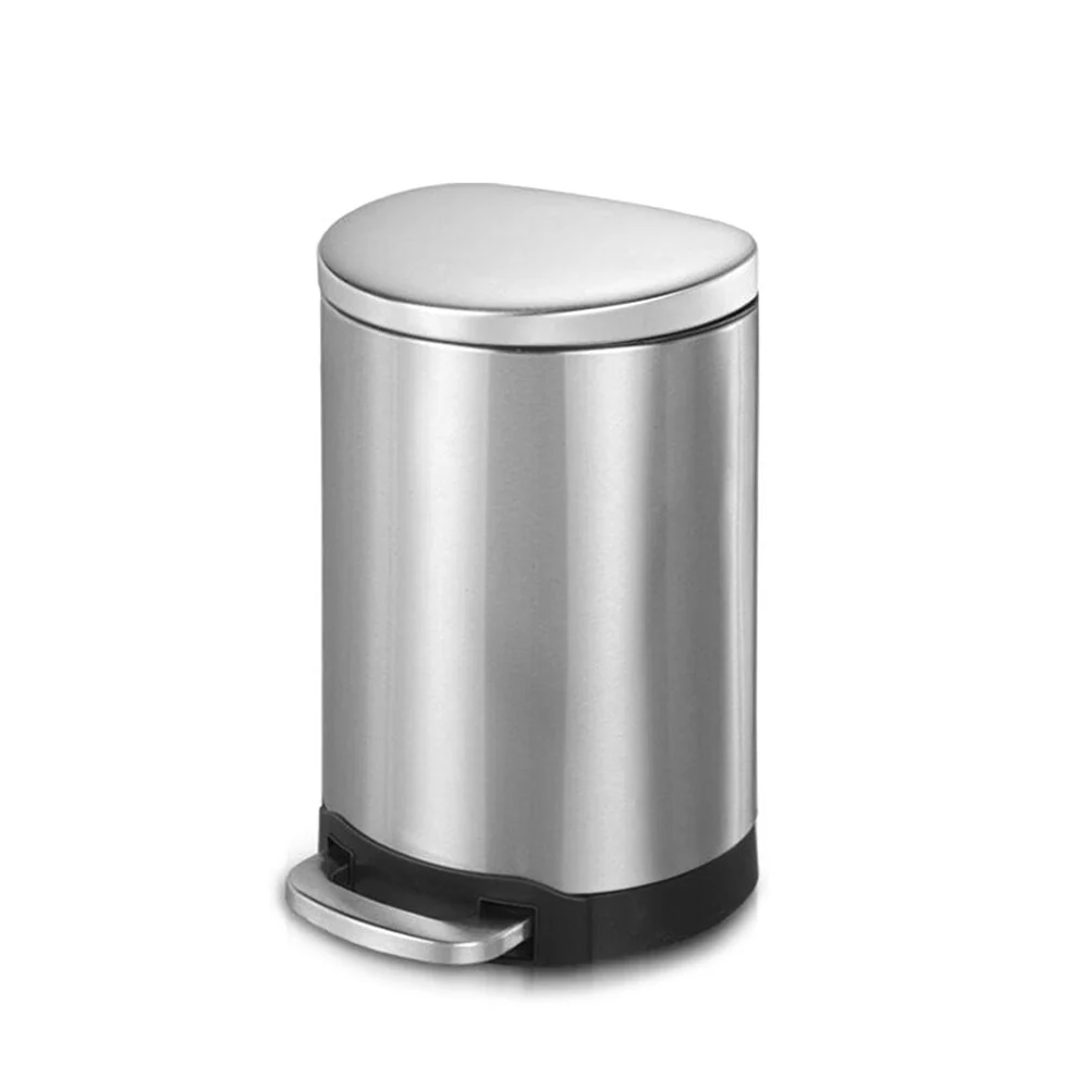 INNOVAZE 1.6 gallon/6 liter 3.2 gallon/12 liter fingerprint free brushed stainless steel semi-round step-on trash can