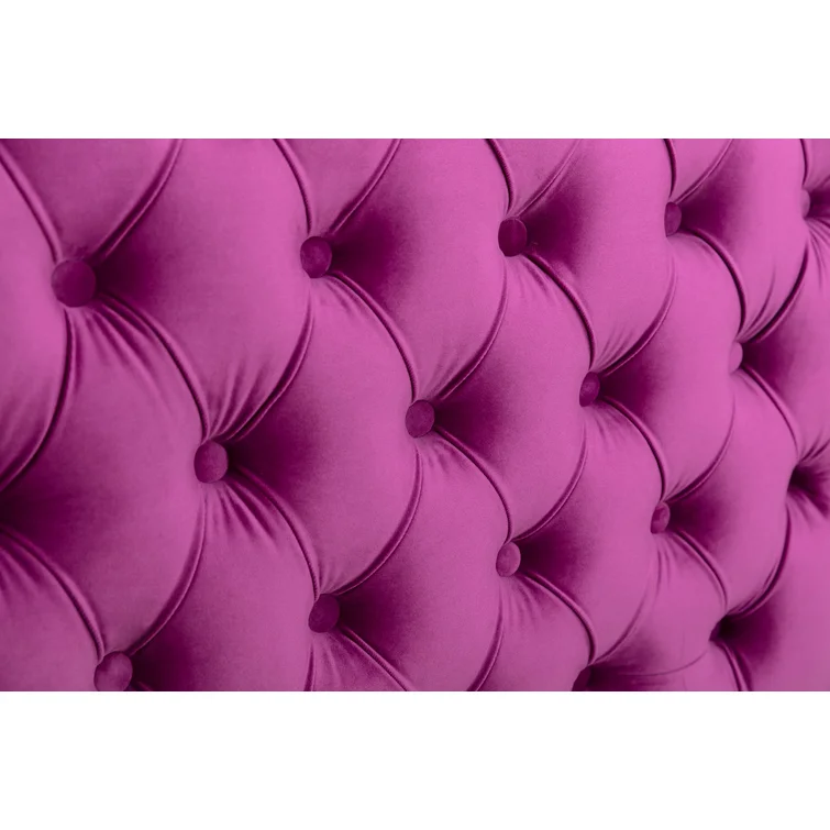 Zaida 104" Velvet Square Arm Chesterfield Upholstered Sofa