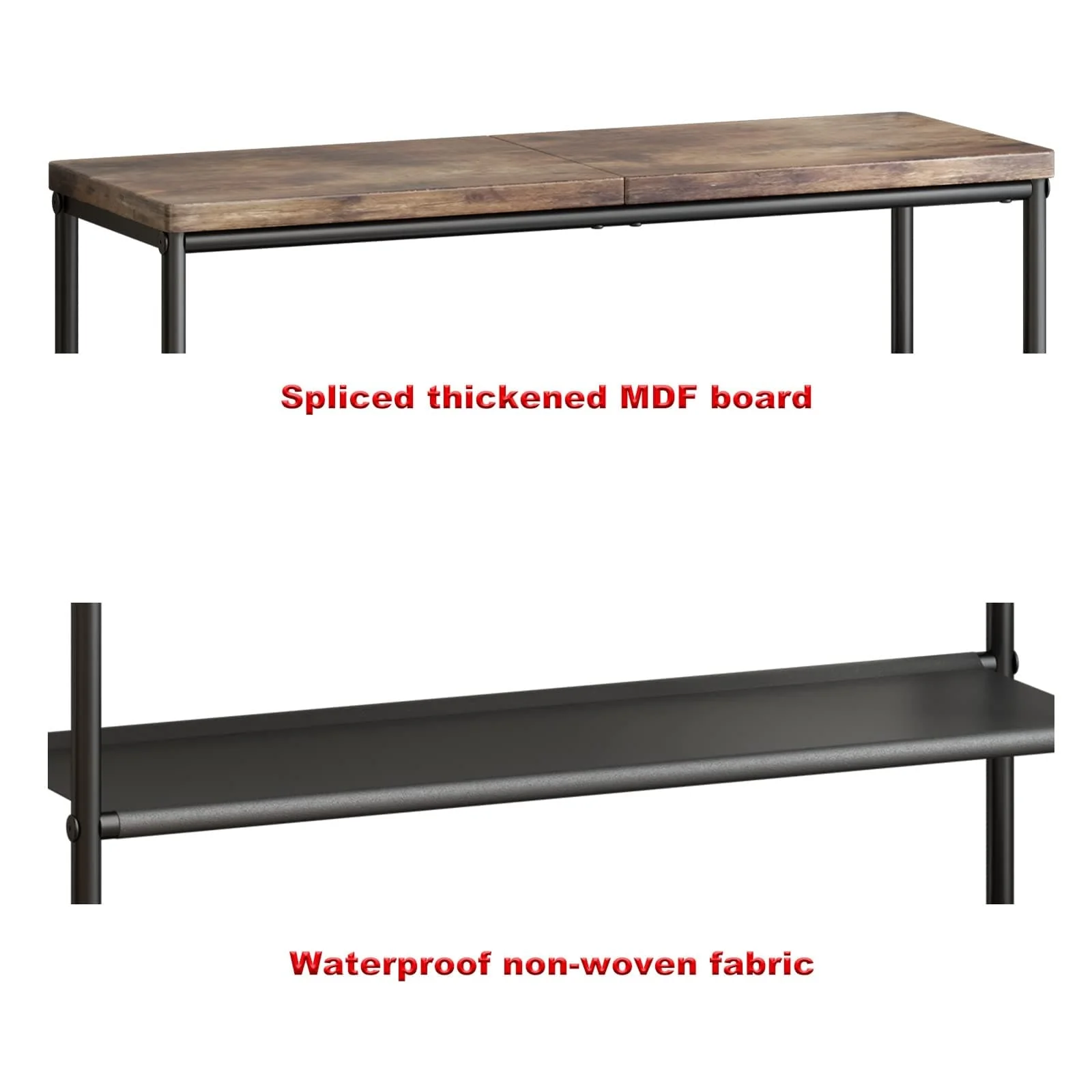 Shoe Rack Organizer 5 Tier Metal Organizer Shelf with Industrial MDF Board and Layer Fabric